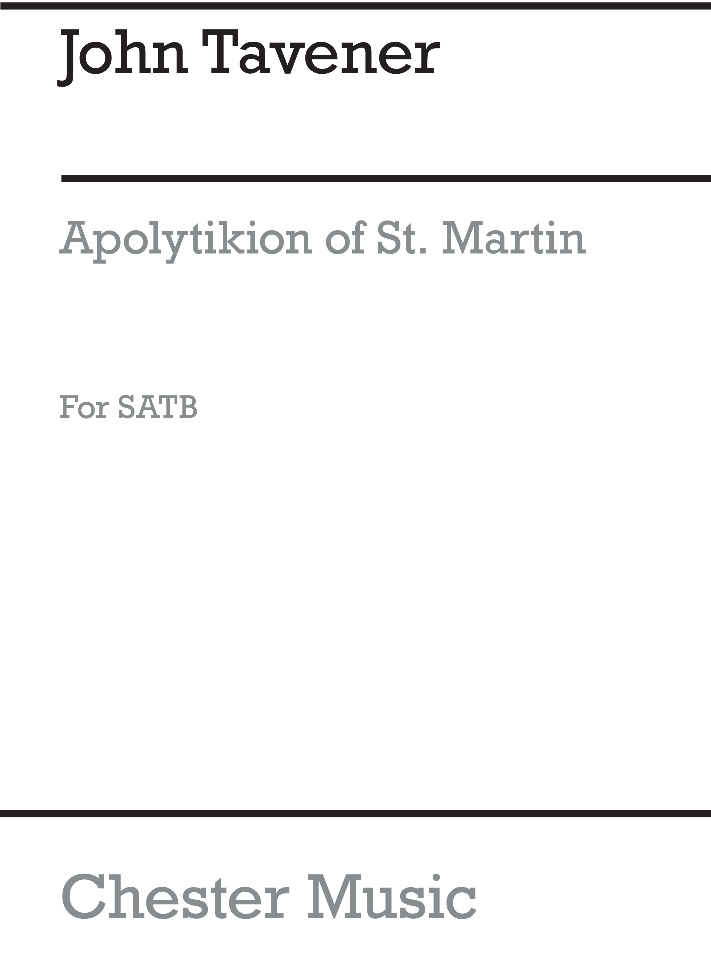 John Tavener: Apolytikion Of St. Martin: SATB: Vocal Score