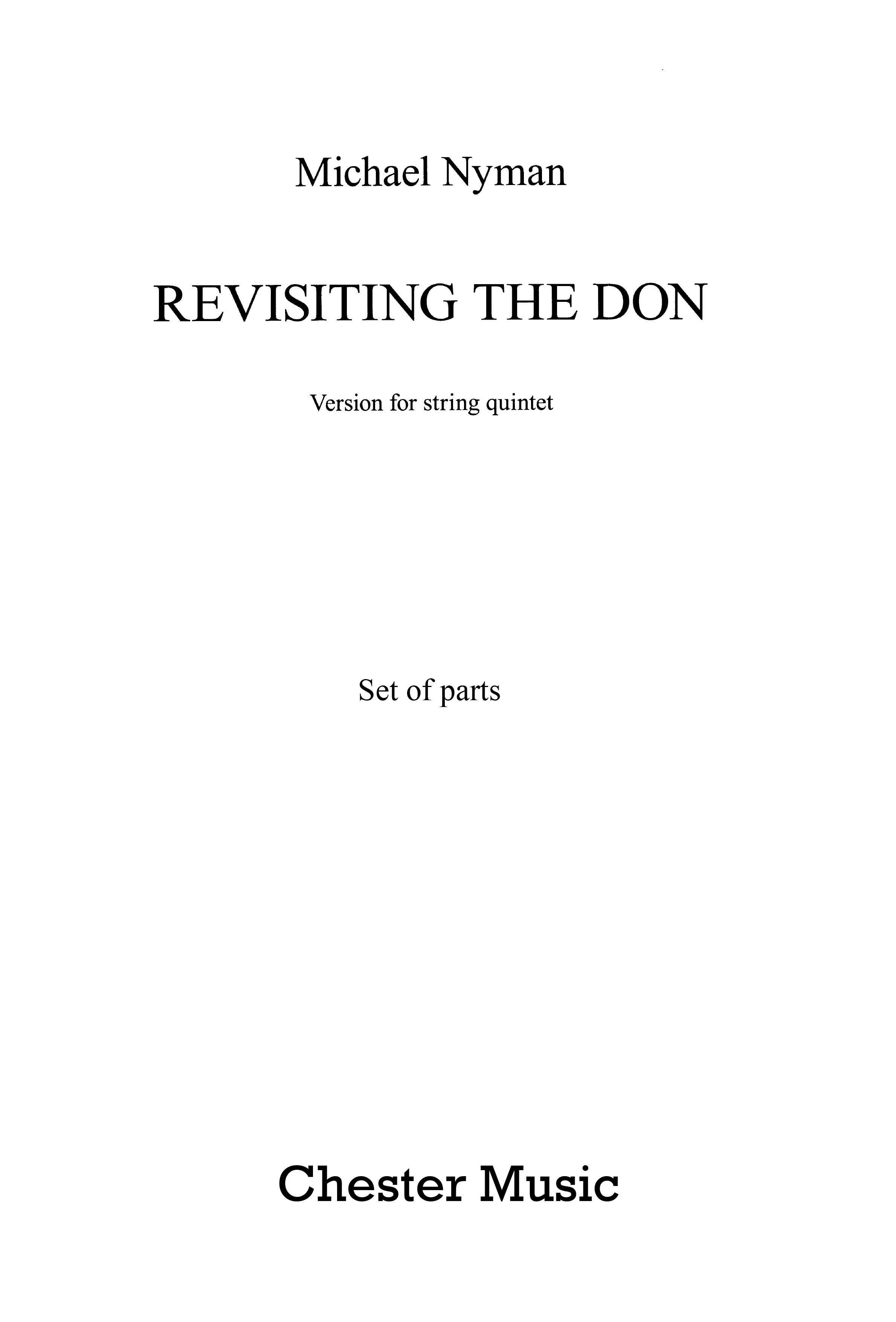 Michael Nyman: Revisiting The Don: String Quintet: Parts