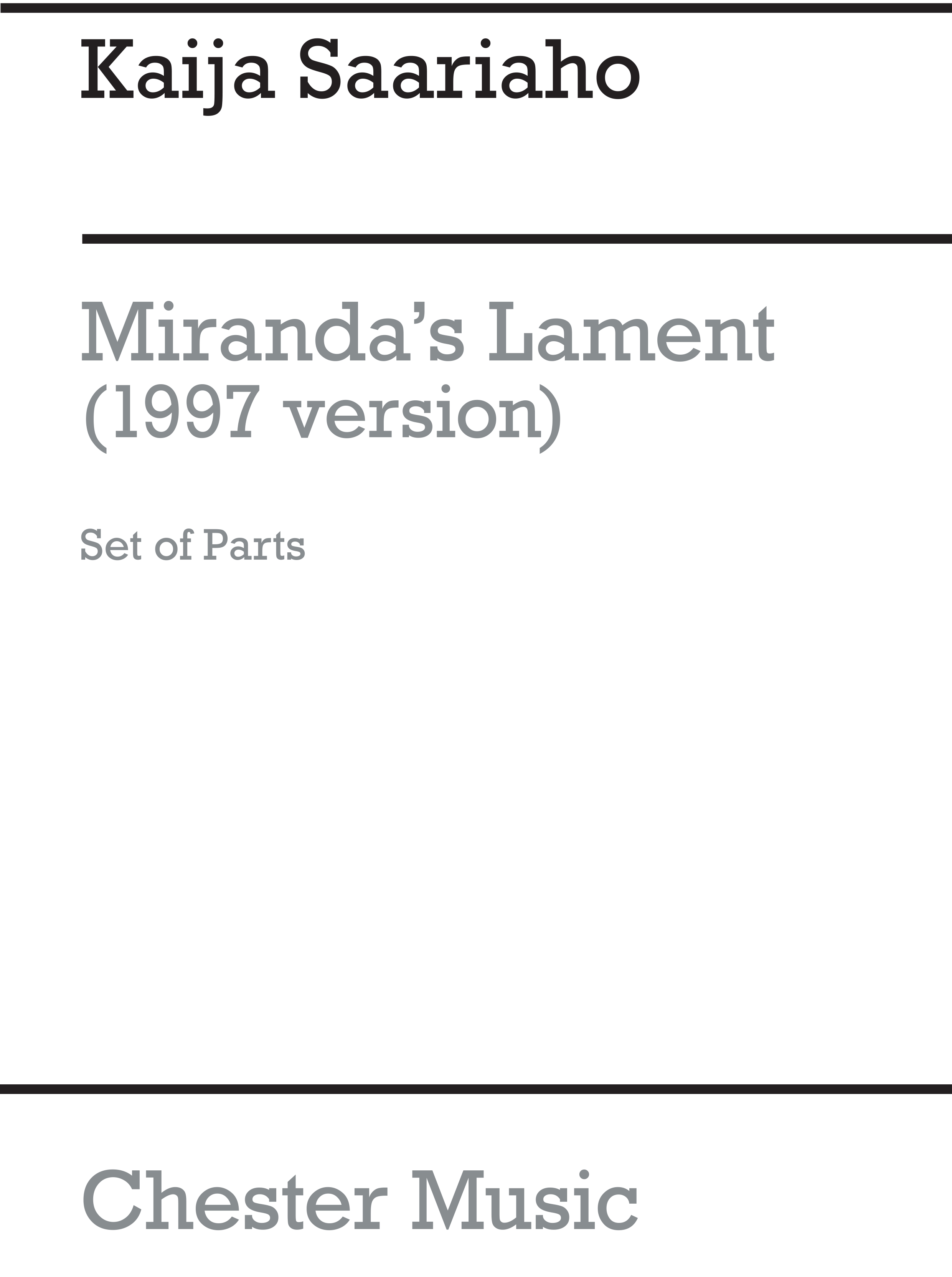 Kaija Saariaho: Miranda's Lament 1997 (Parts): Soprano: Parts