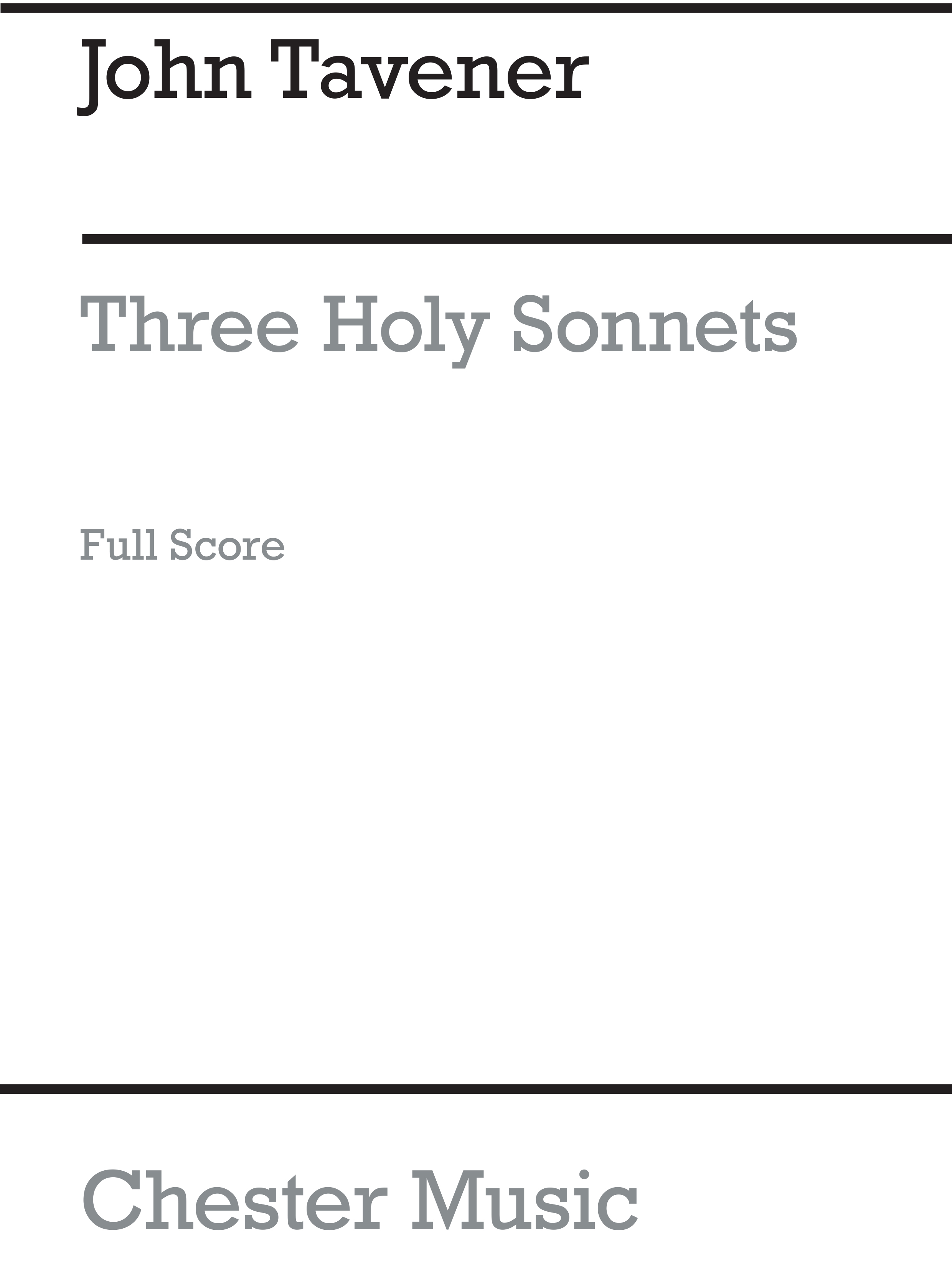 John Tavener: Three Holy Sonnets: Baritone Voice: Score