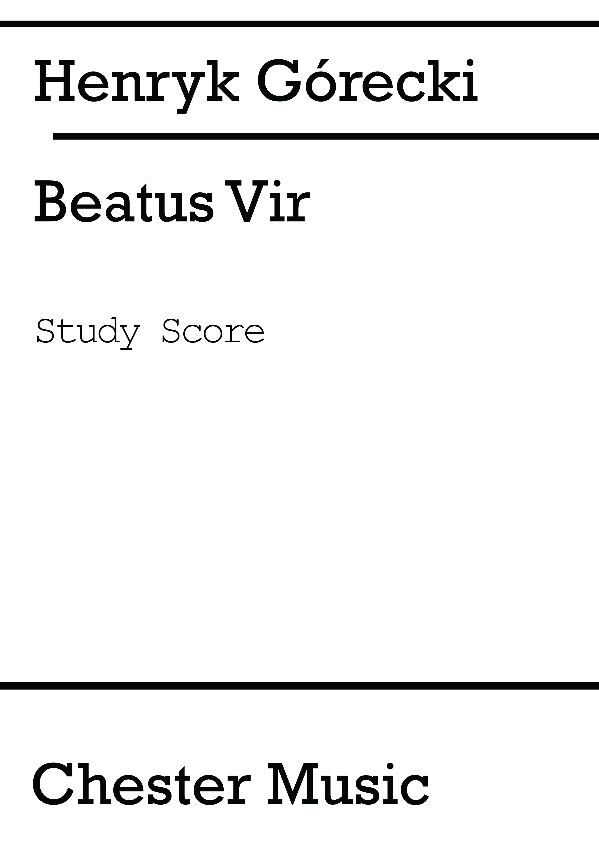 Henryk Mikolaj Górecki: Beatus Vir: Orchestra: Study Score