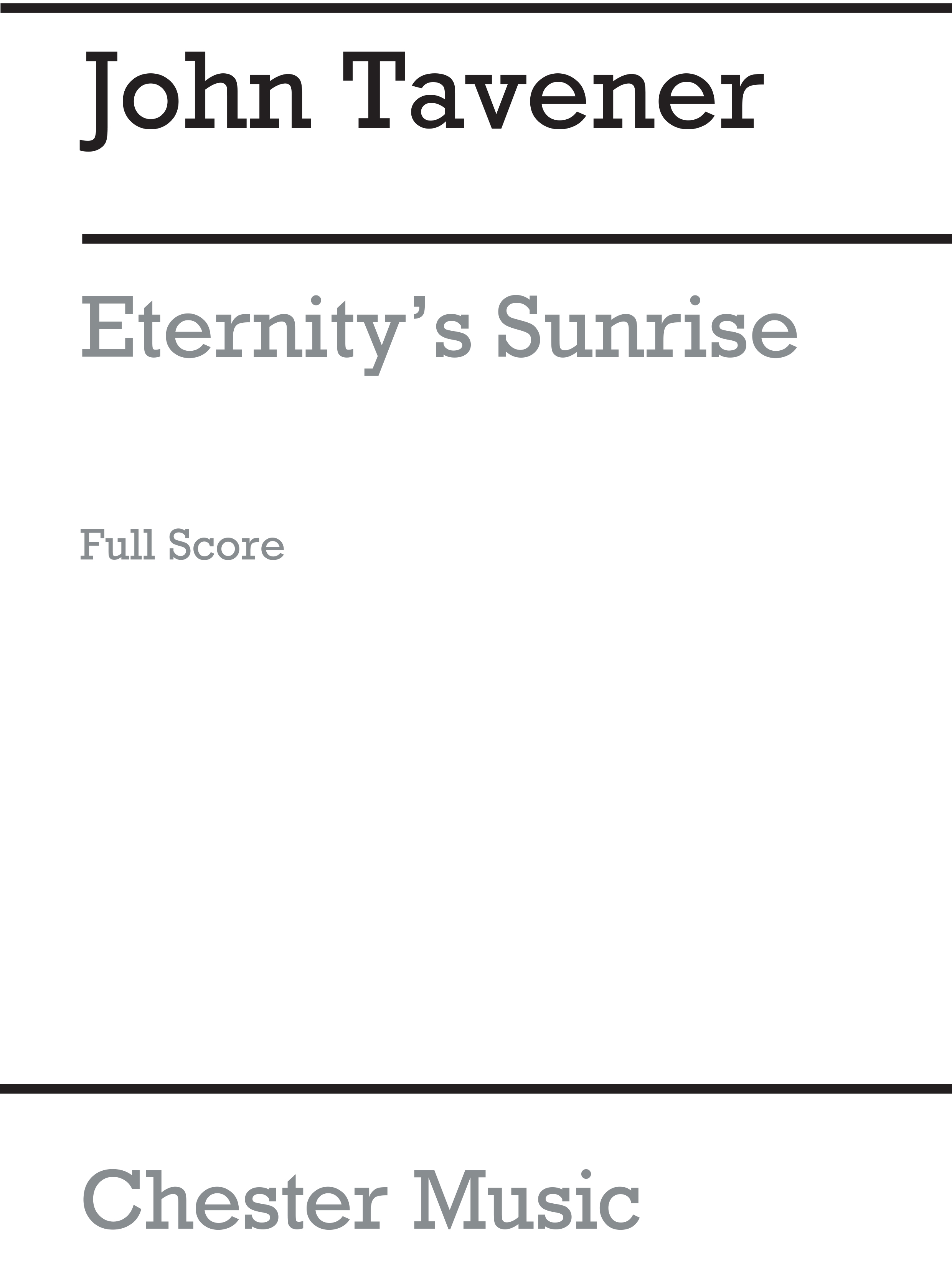 John Tavener: Eternity's Sunrise: Soprano: Score