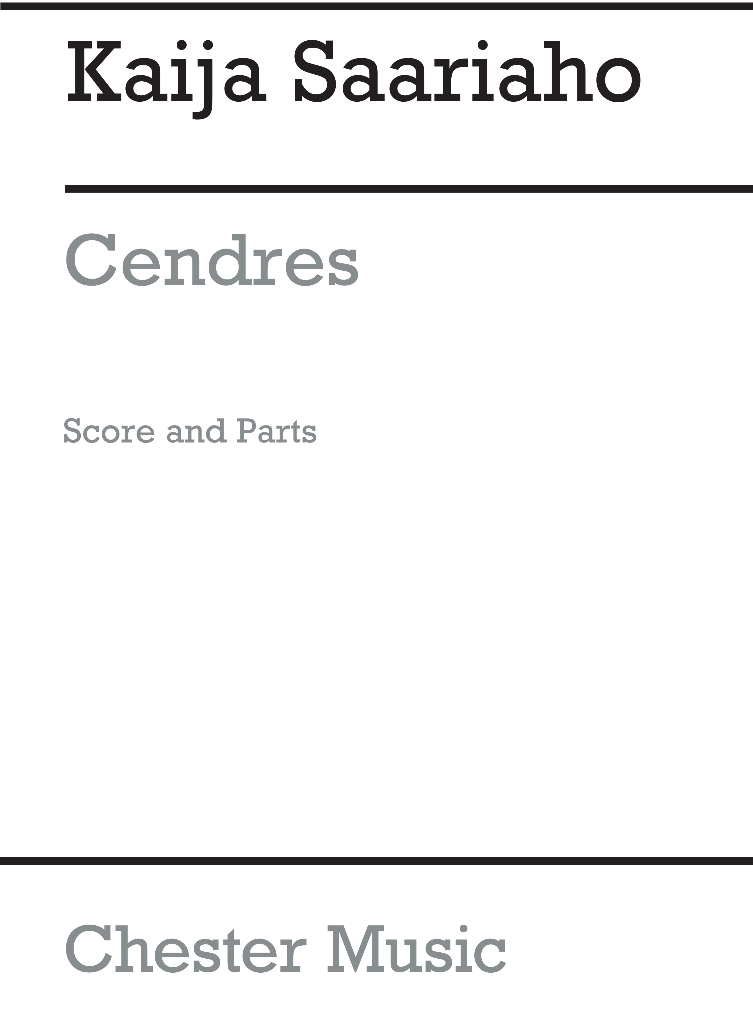 Kaija Saariaho: Cendres: Piano Trio: Score and Parts