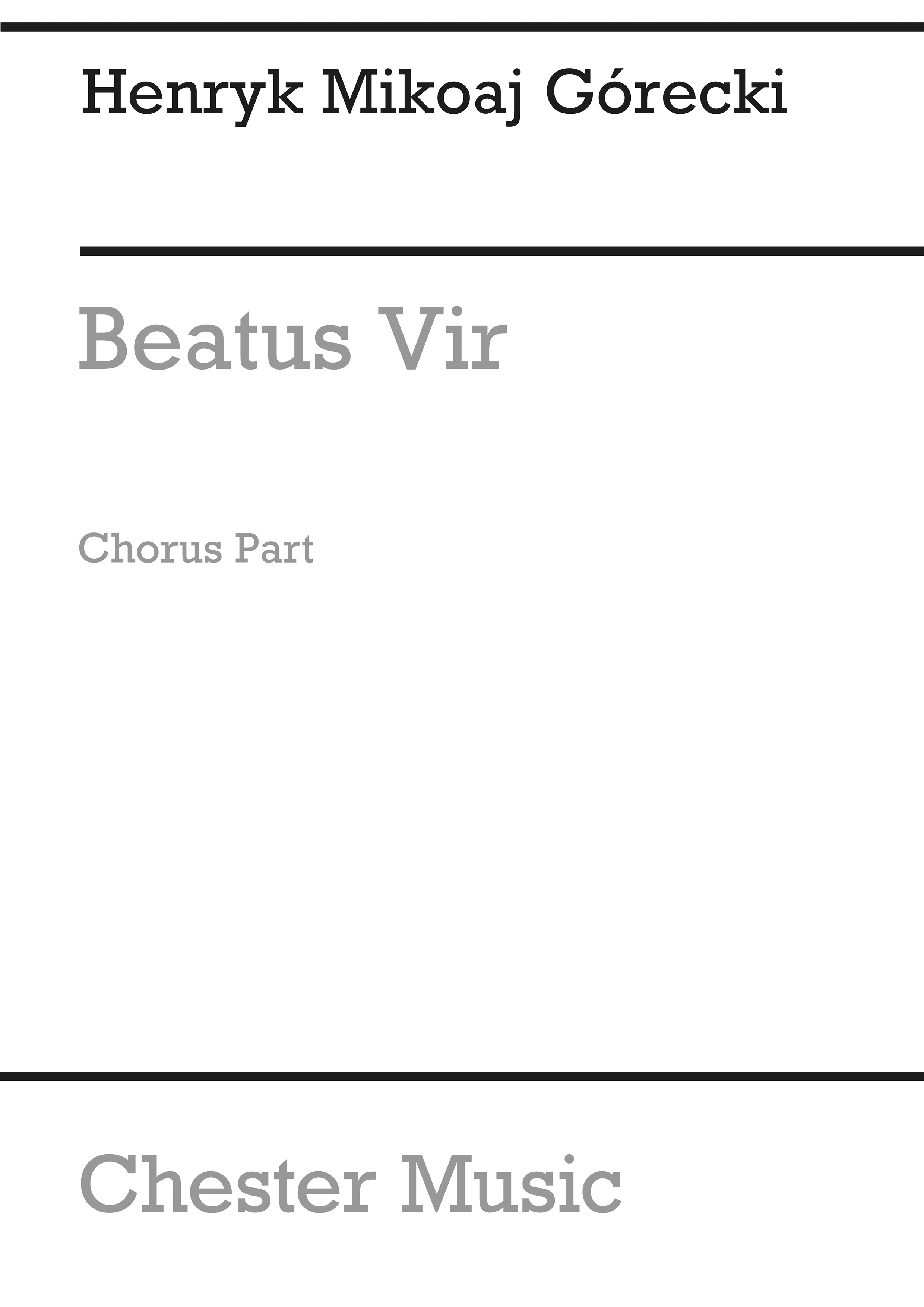 Henryk Mikolaj Grecki: Beatus Vir (Chorus Part): SATB: Vocal Score