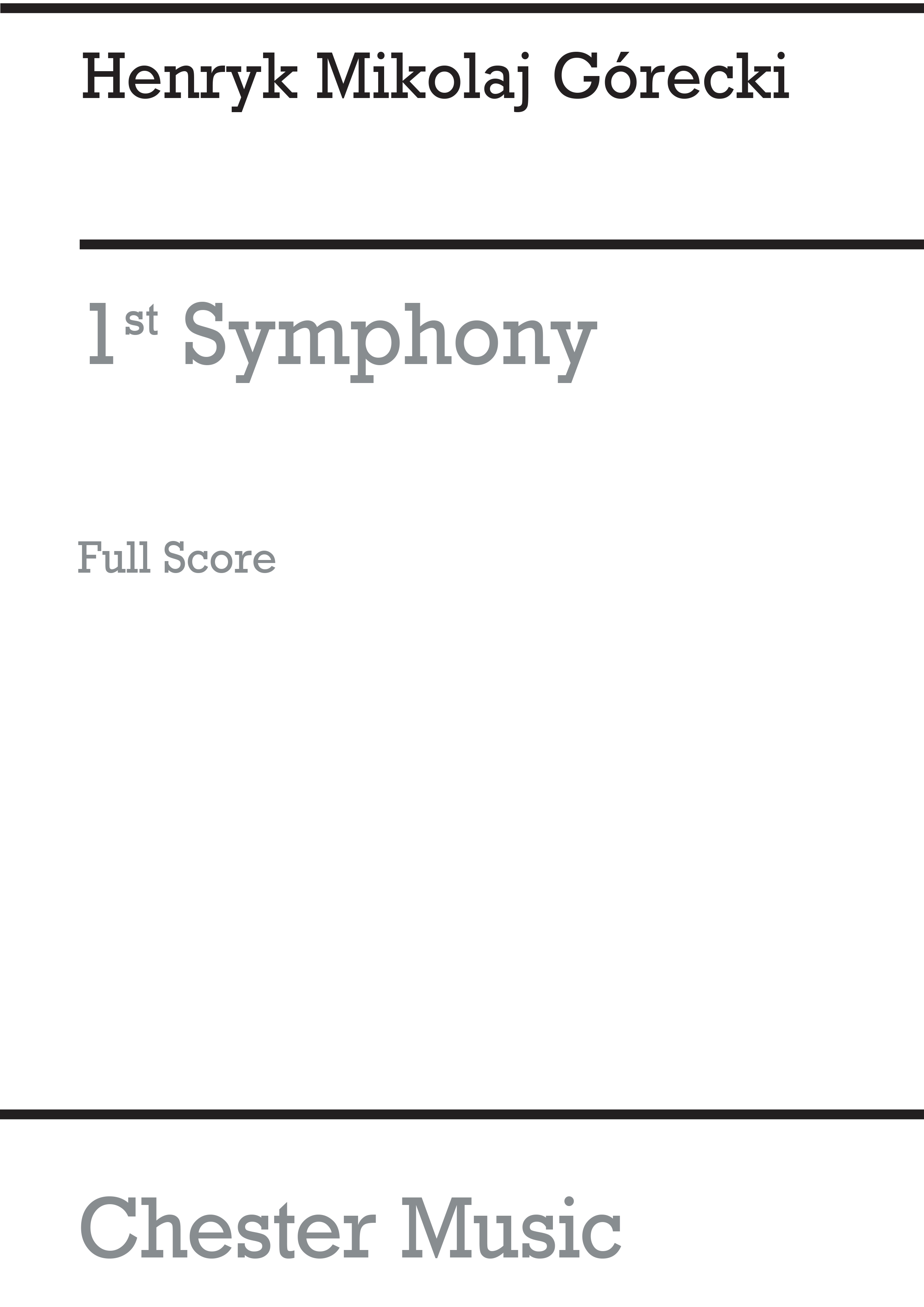 Henryk Mikolaj Górecki: Symphony No.1 '1959': Orchestra: Study Score
