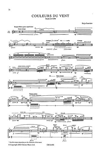 Kaija Saariaho: Couleurs Du Vent For Alto Flute: Flute: Instrumental Work