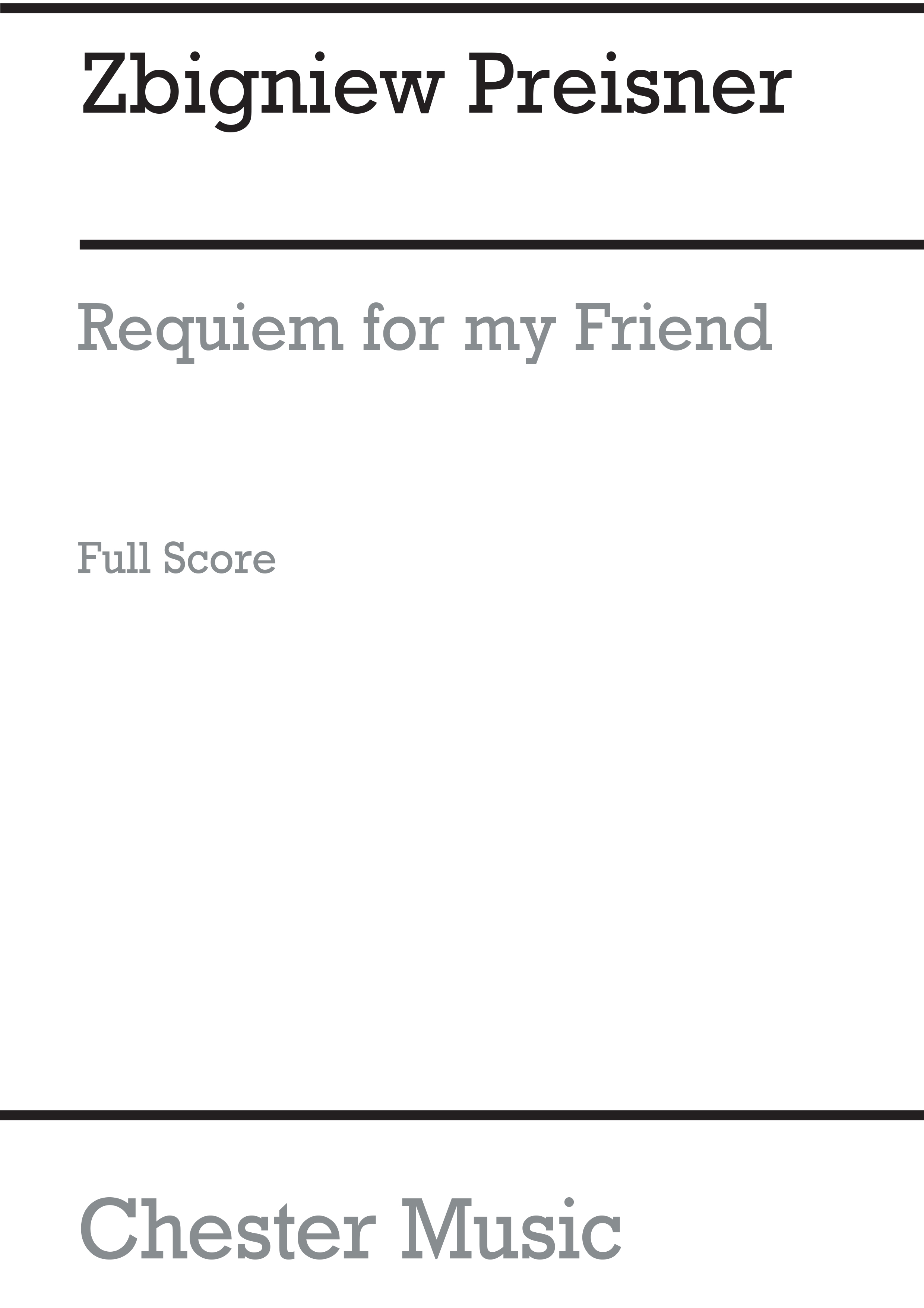 Zbigniew Preisner: Requiem For My Friend (Full Score): SATB: Score