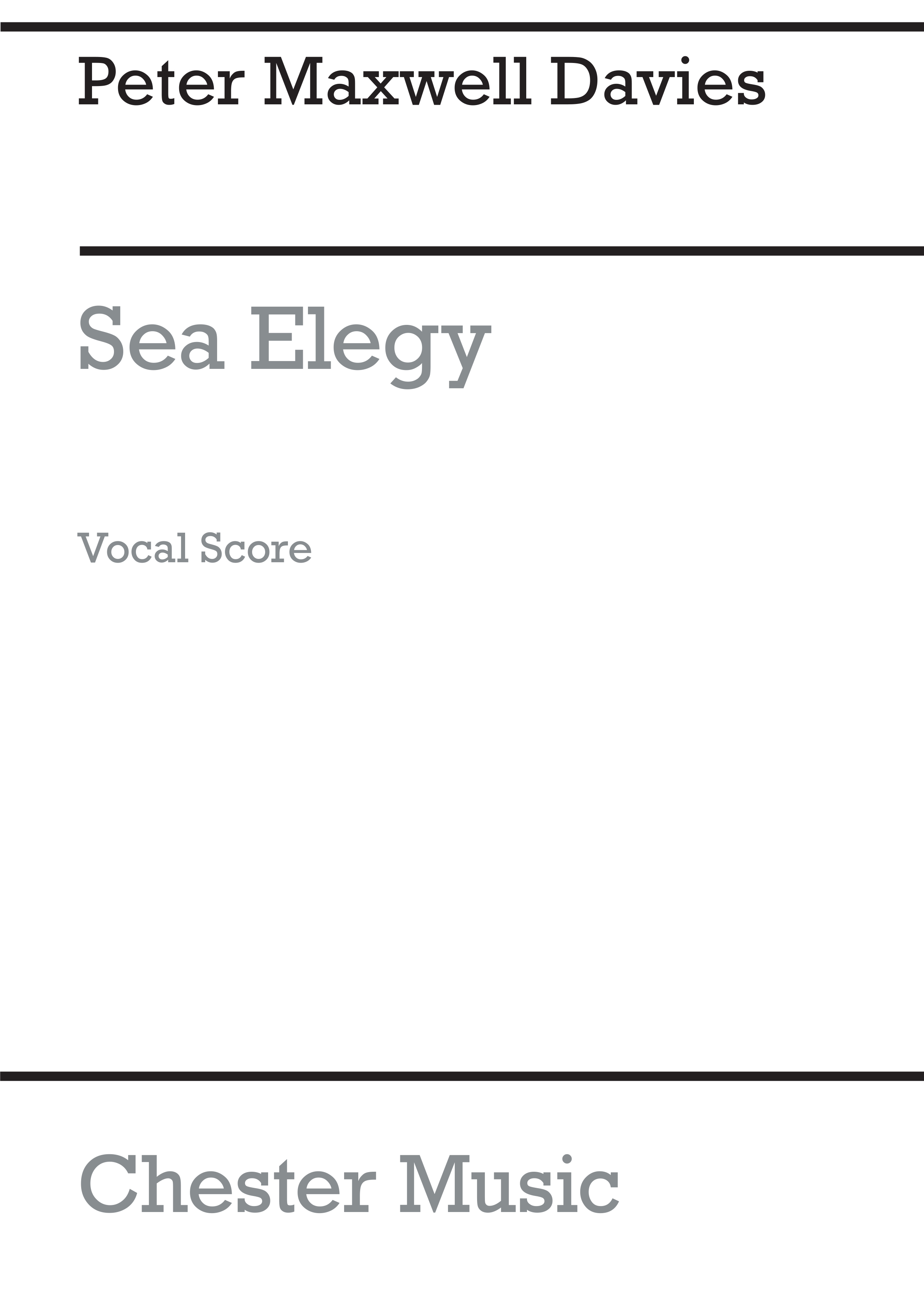 Peter Maxwell Davies: Sea Elegy: SATB: Vocal Score