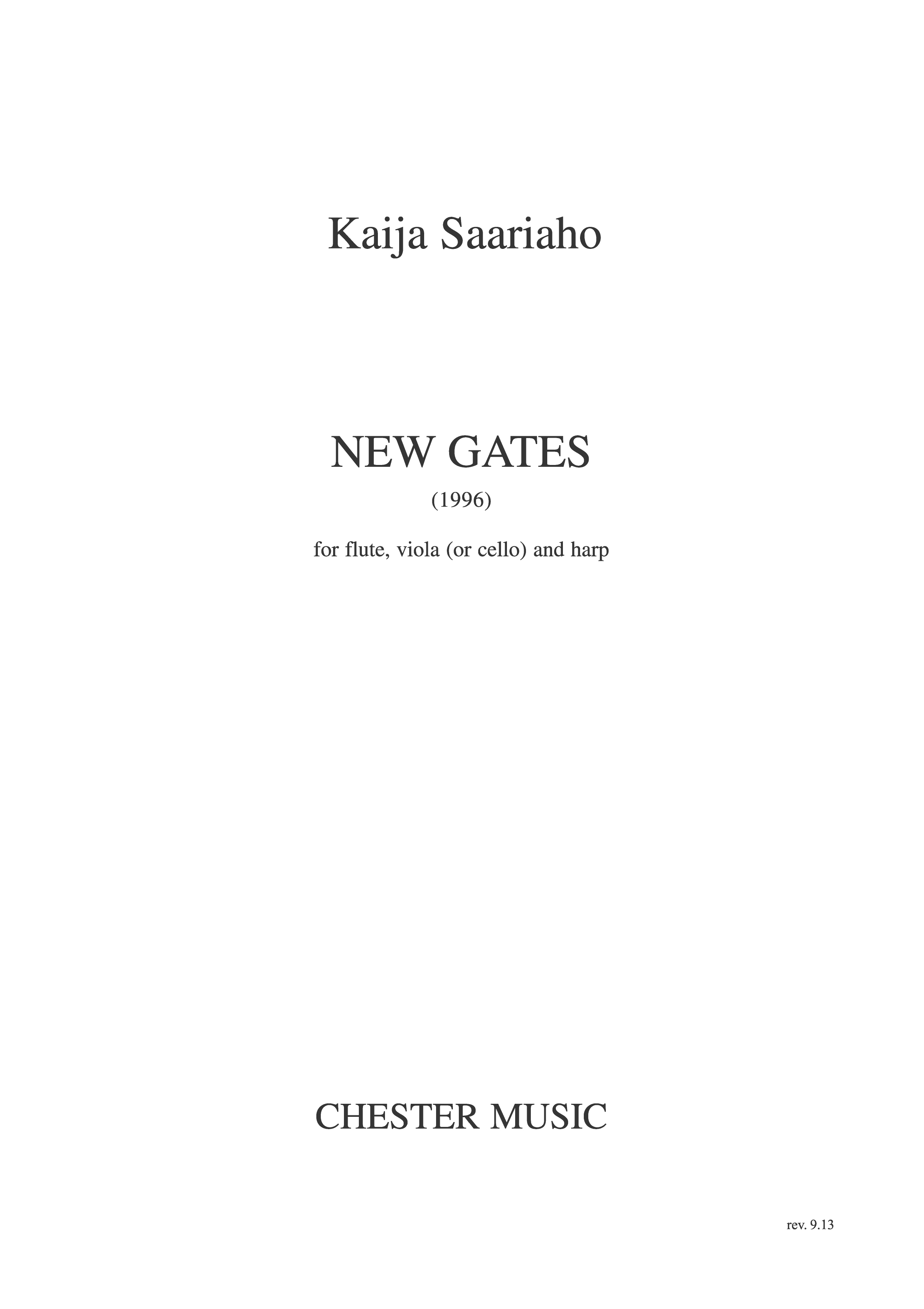 Kaija Saariaho: New Gates: Cello: Score