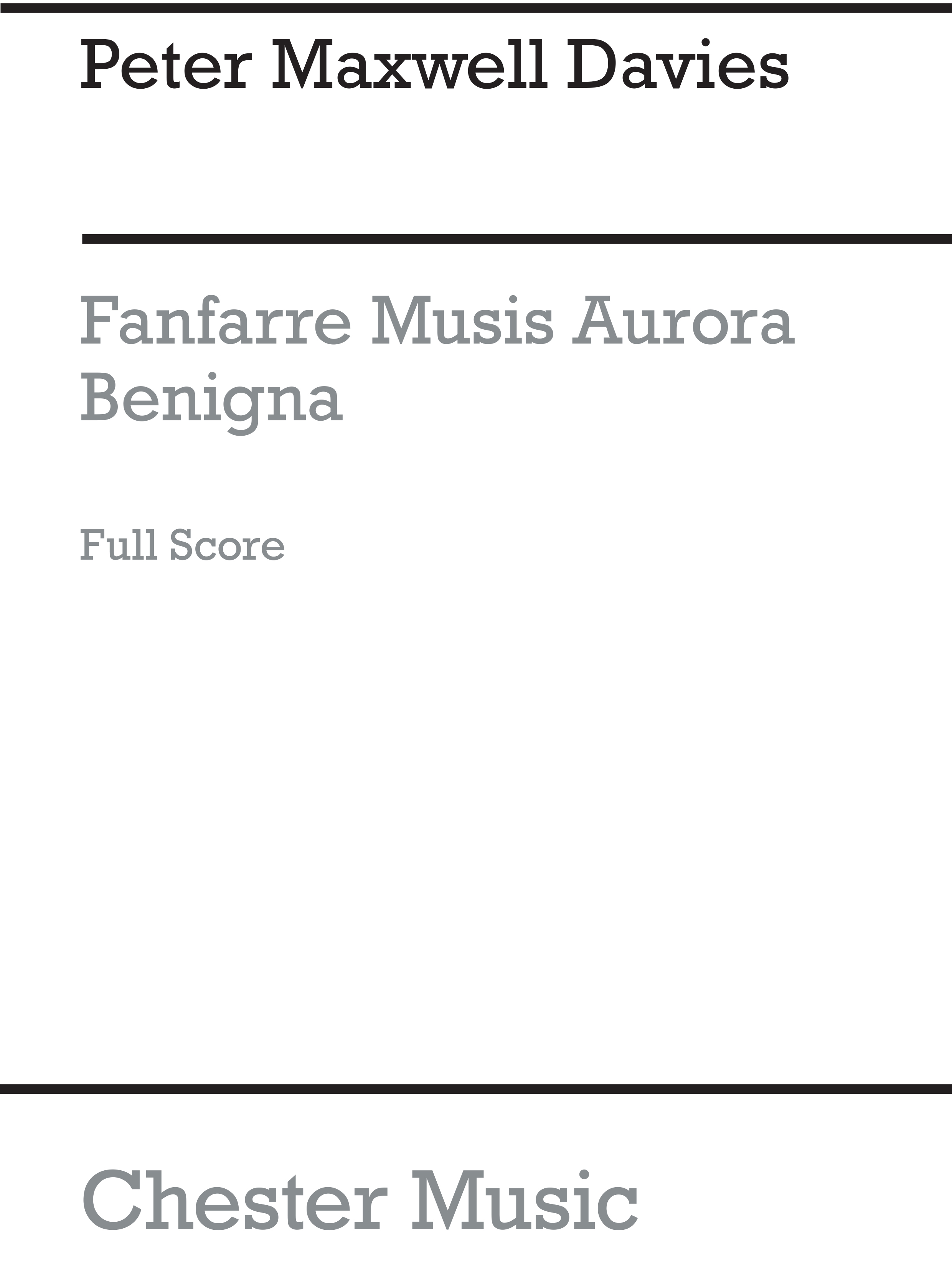 Peter Maxwell Davies: Fanfare Musis Aurora Benigna: Brass Ensemble: Score