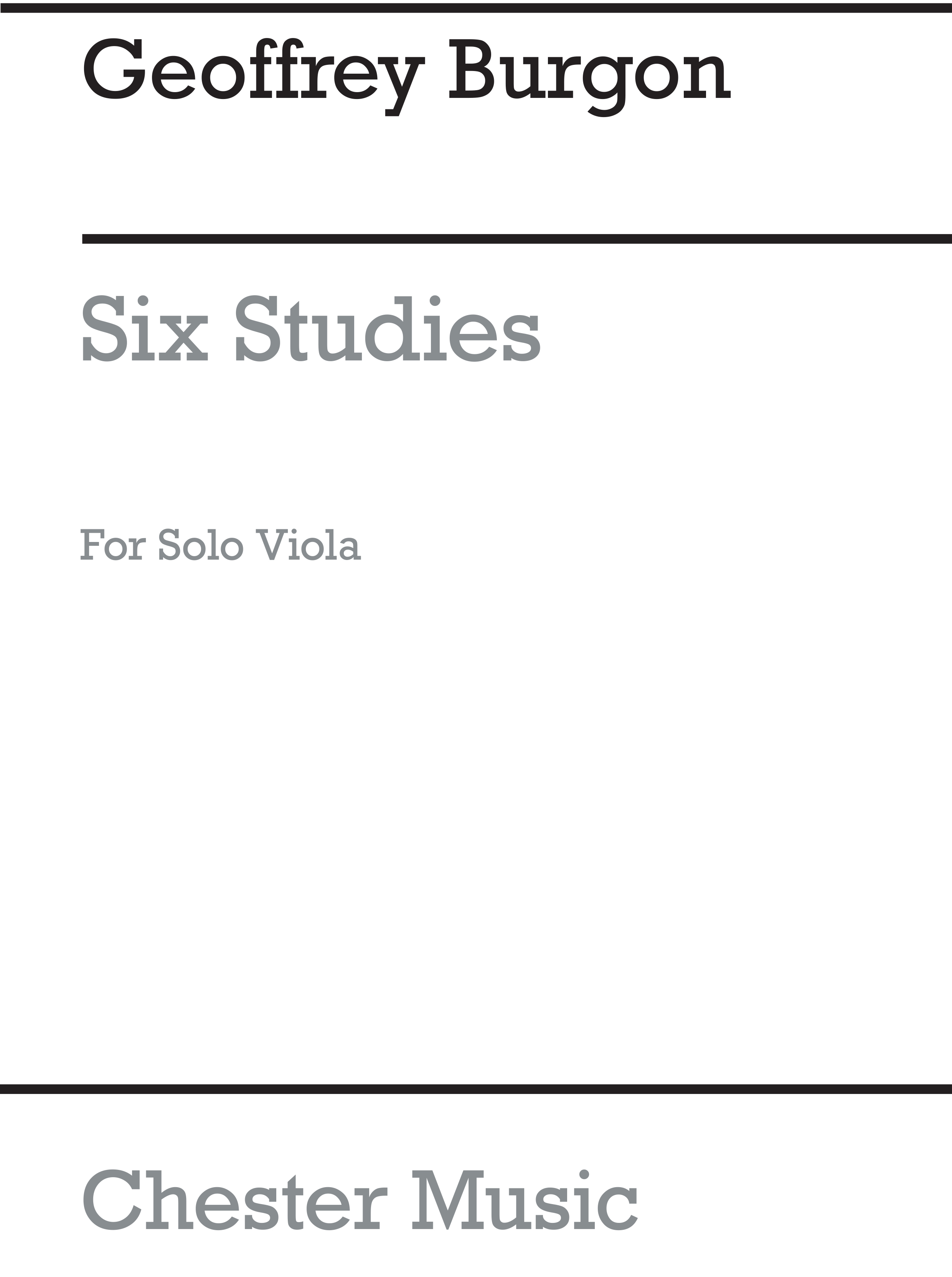 Geoffrey Burgon: Six Studies For Cello Arranged For Solo Viola: Viola: Study