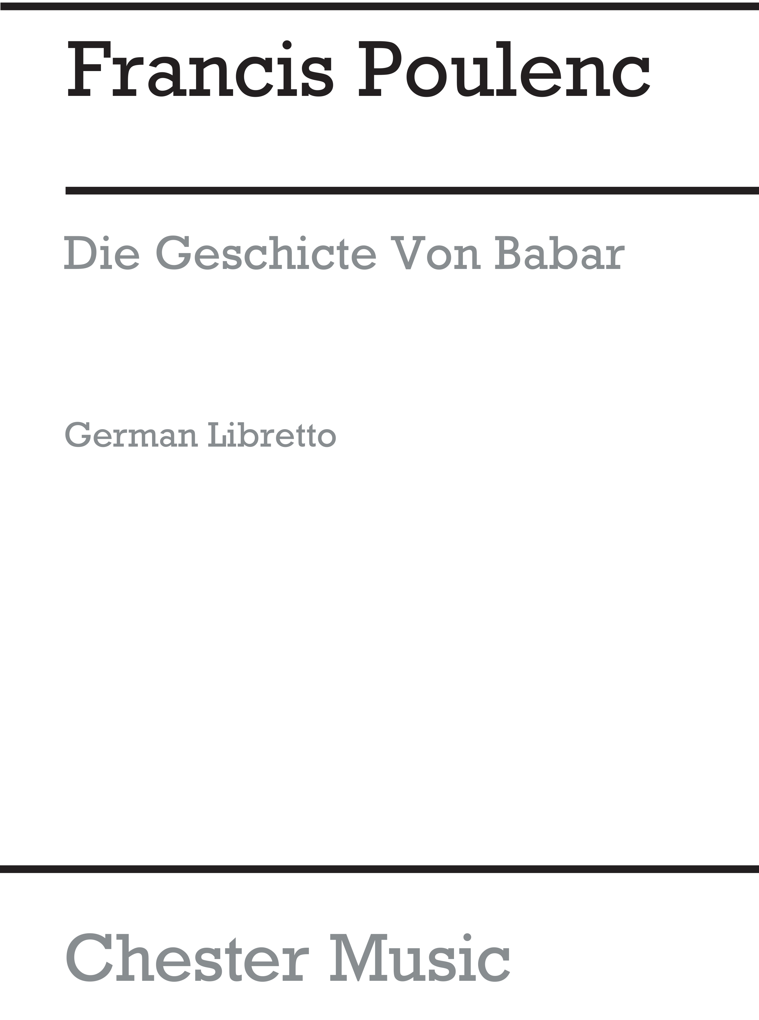 Francis Poulenc: Die Geschichte Vom Baber (Libretto-German): Opera: Libretto