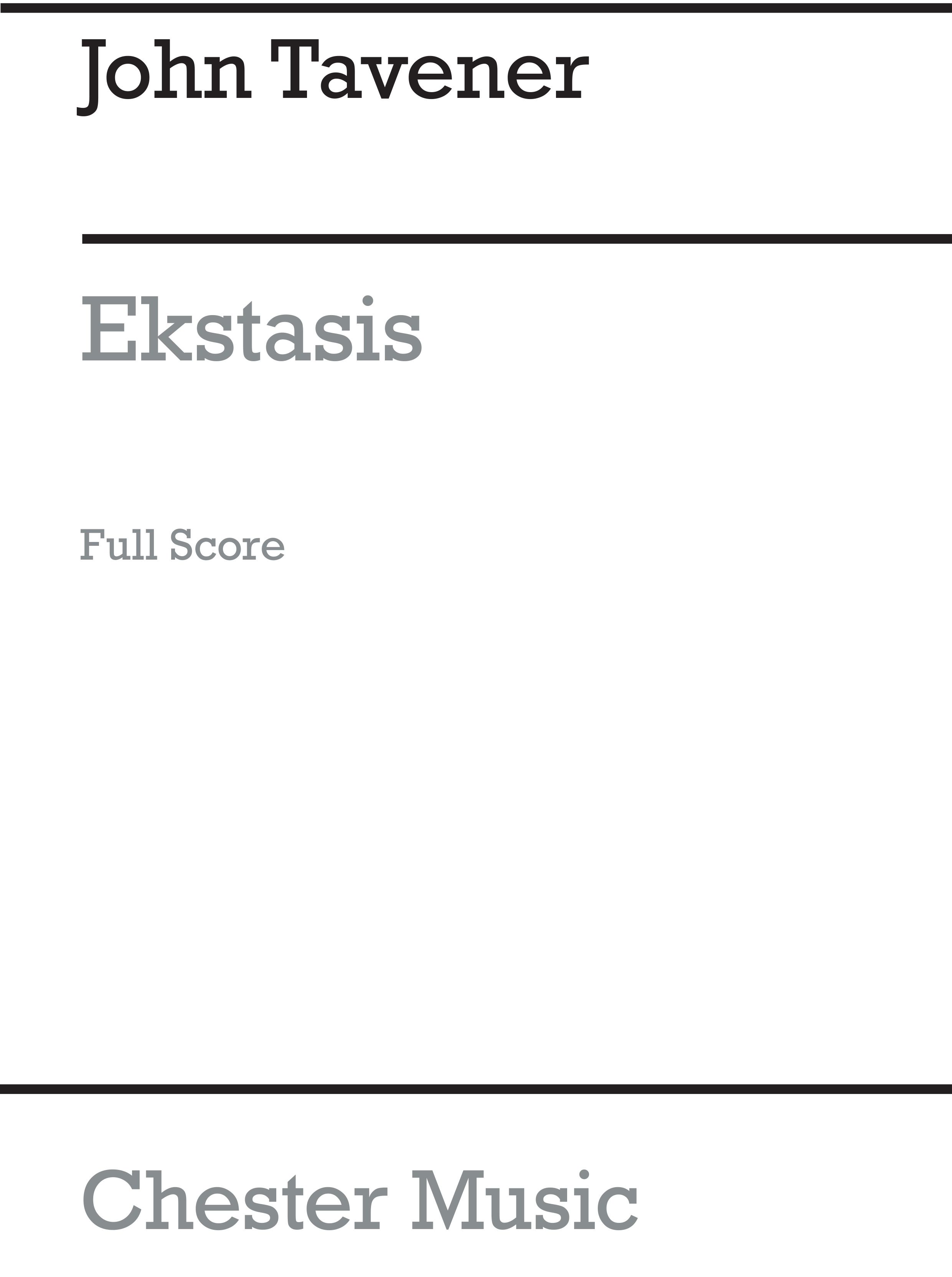 John Tavener: Ekstasis: Orchestra: Score