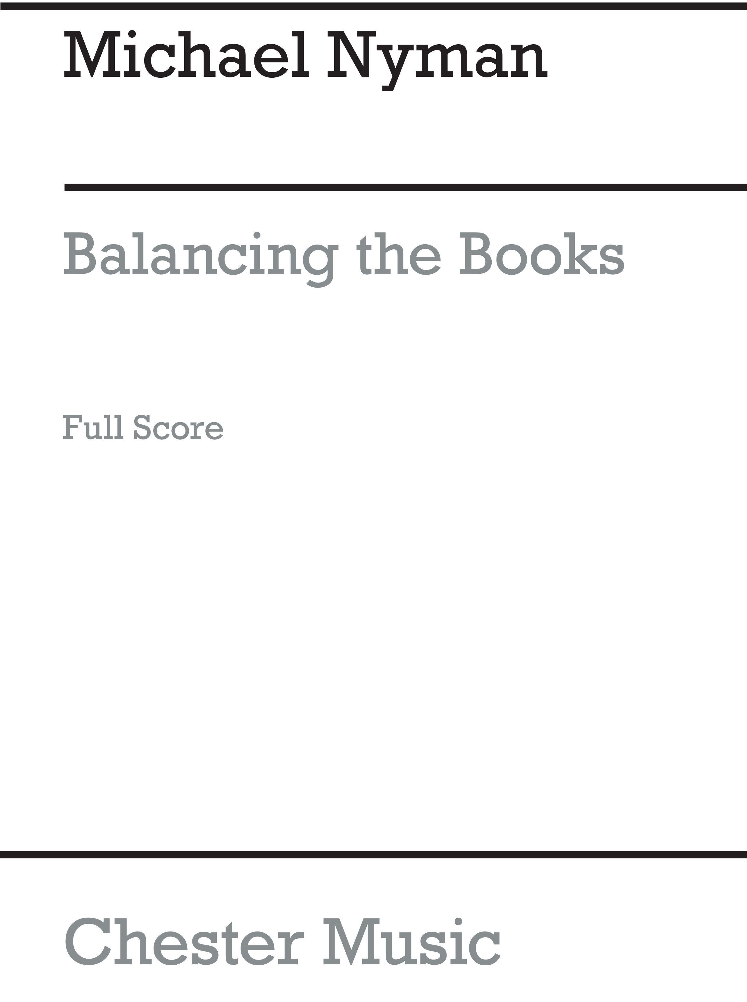 Michael Nyman: Balancing The Books: SATB: Vocal Score