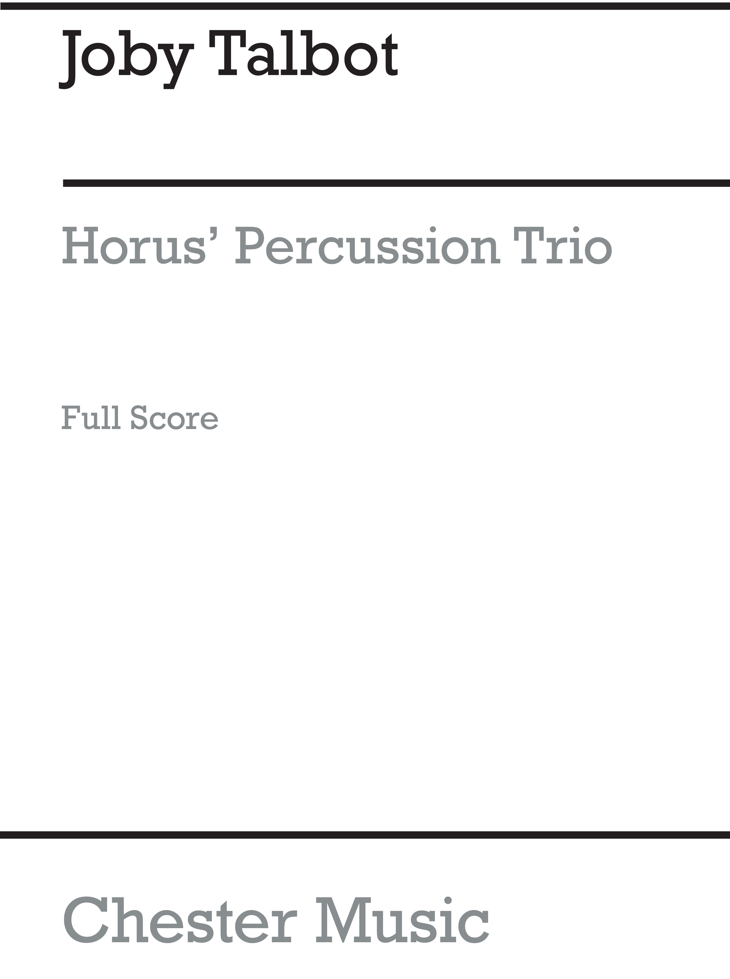 Joby Talbot: Horus: Percussion: Score