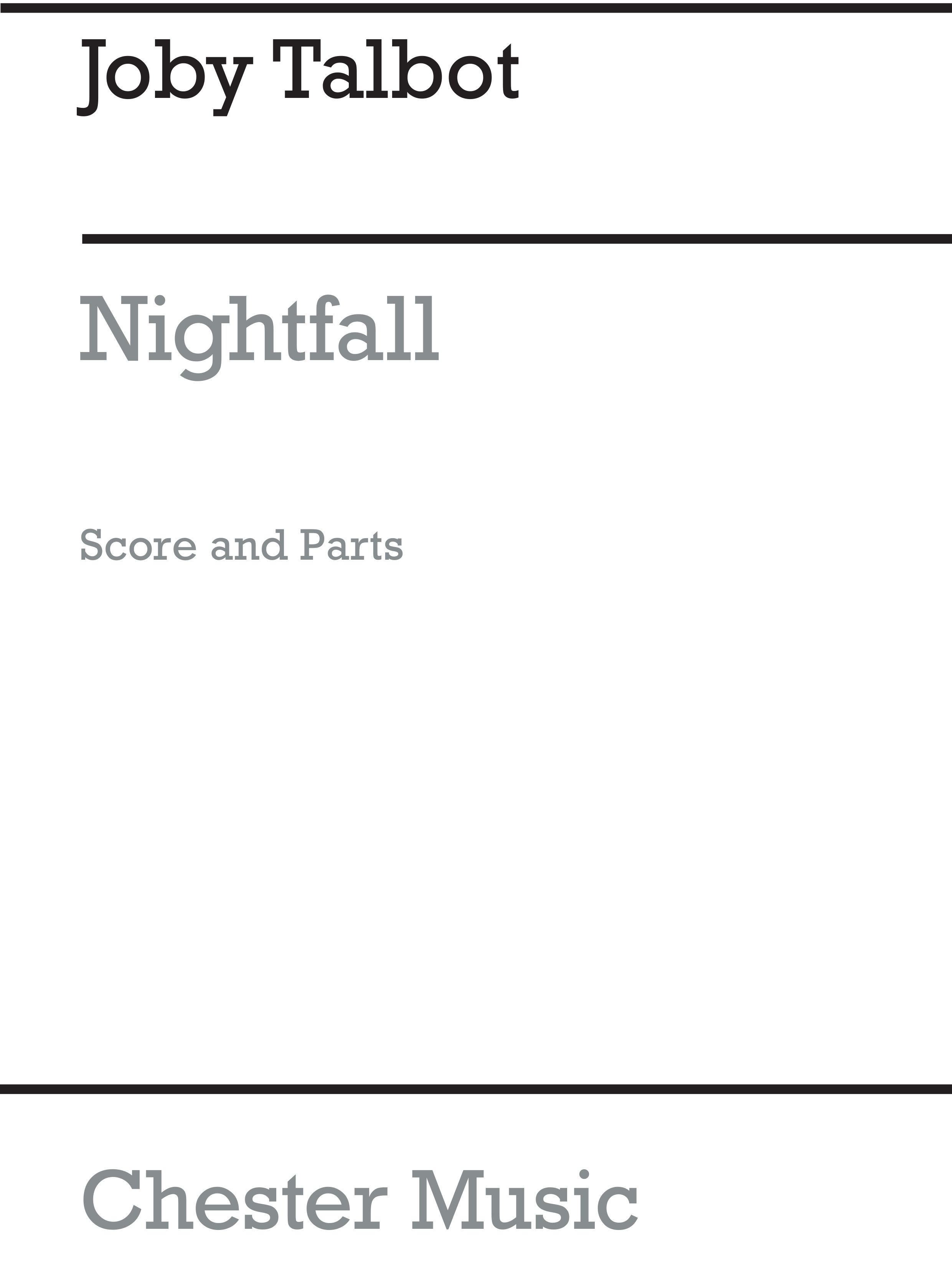 Joby Talbot: Nightfall: String Quartet: Score and Parts