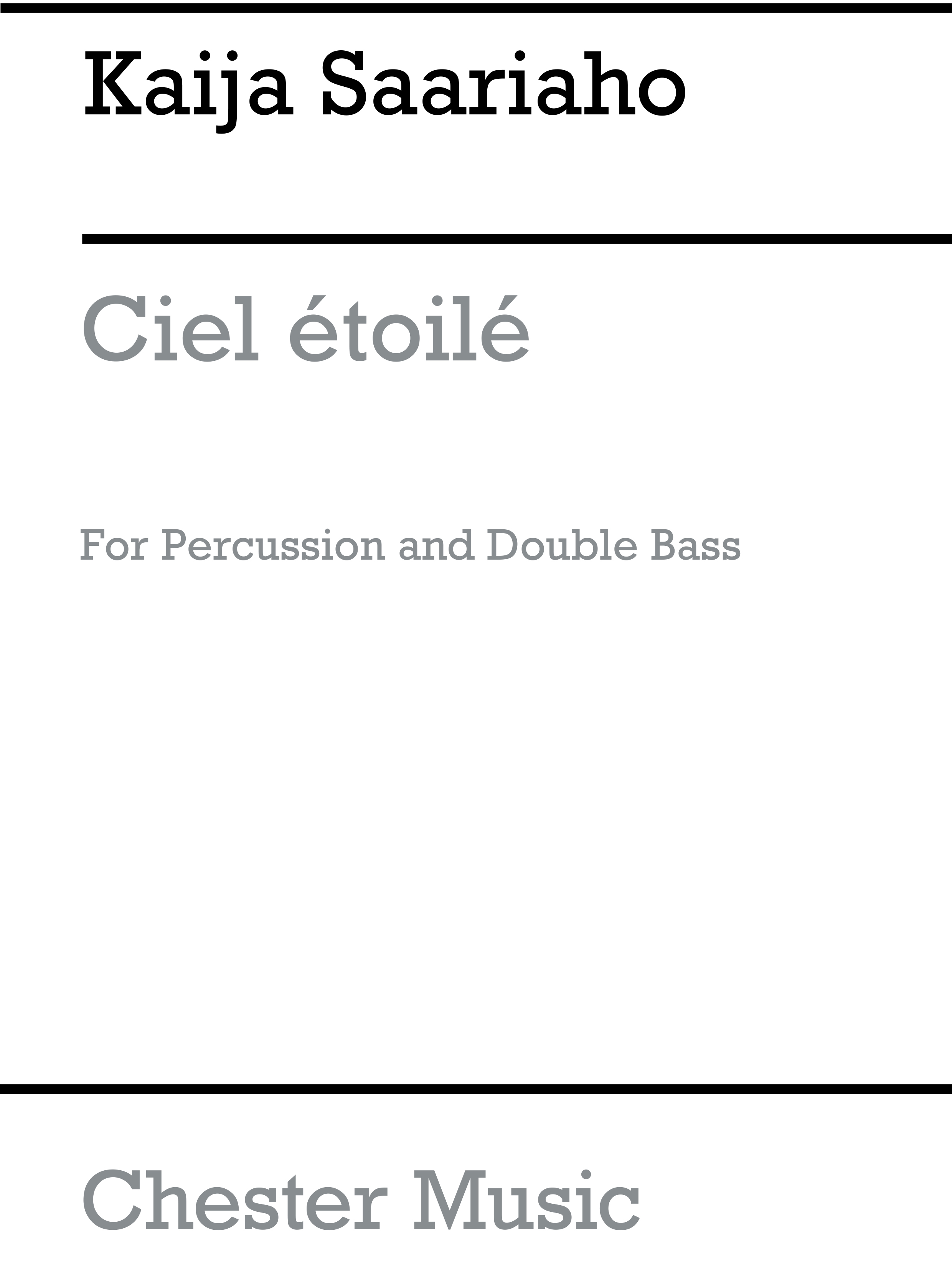 Kaija Saariaho: Ciel Etoile For Percussion And Double Bass: Jazz Ensemble: