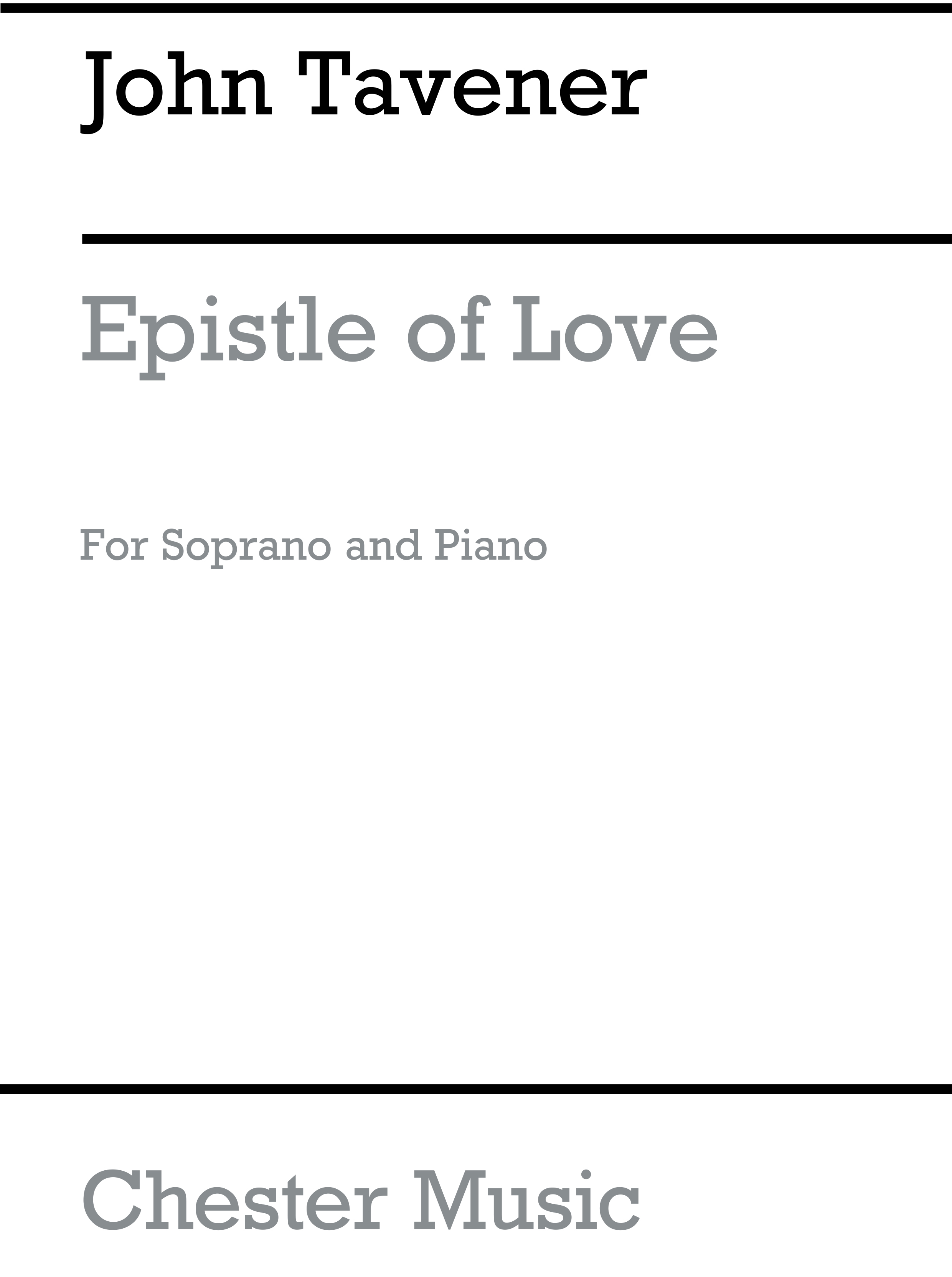 John Tavener: Epistle Of Love: Soprano: Vocal Work