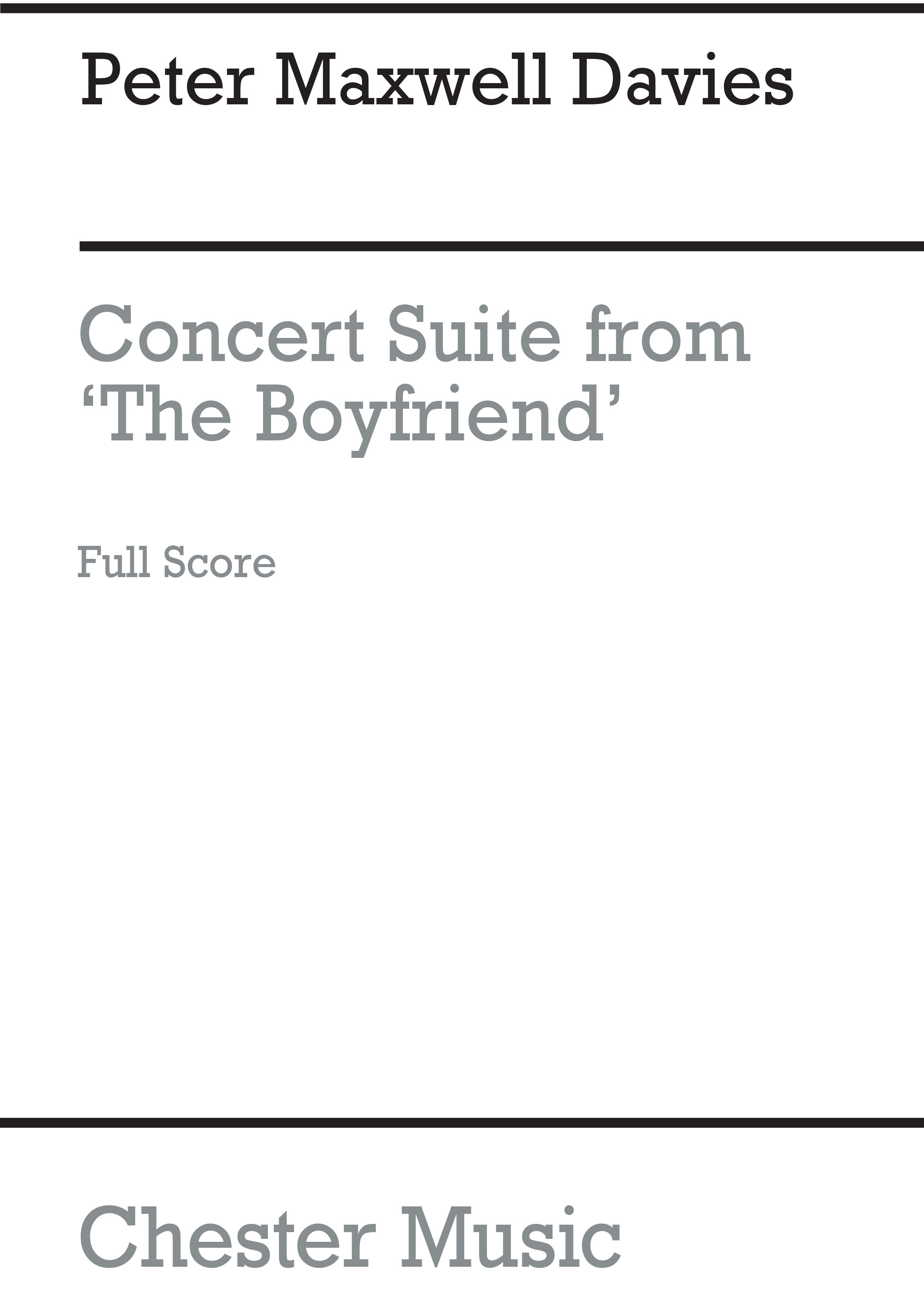 Peter Maxwell Davies: Concert Suite From The Boy Friend (Full Score): Orchestra: