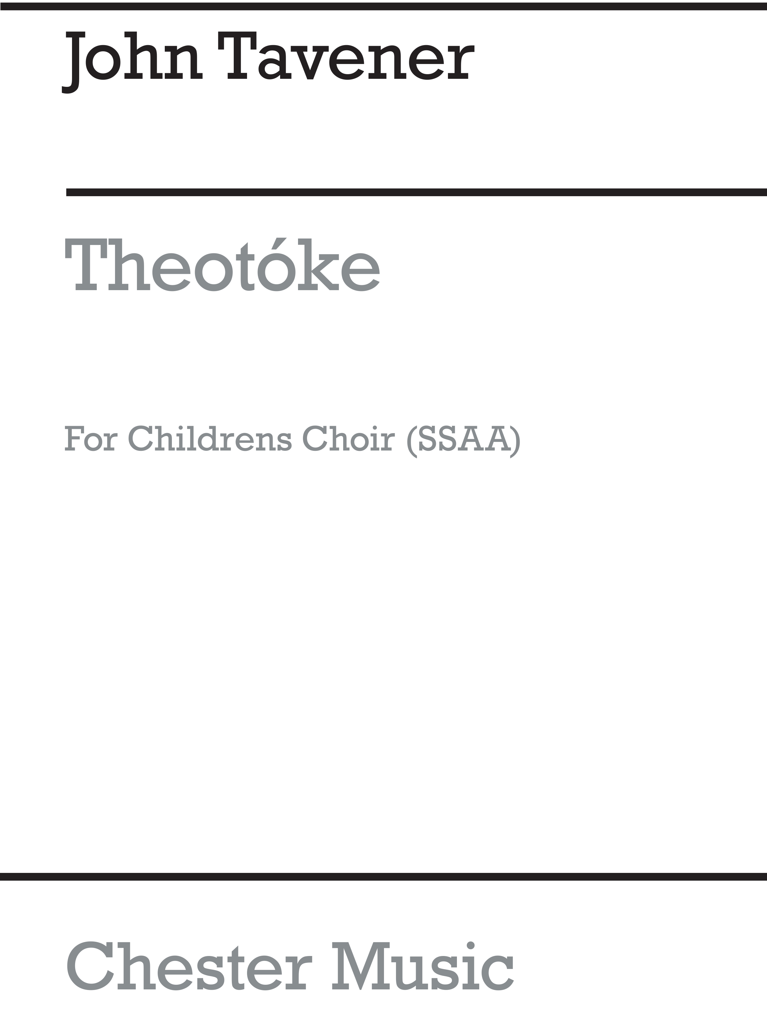 John Tavener: Theotoke: SSAA: Vocal Score