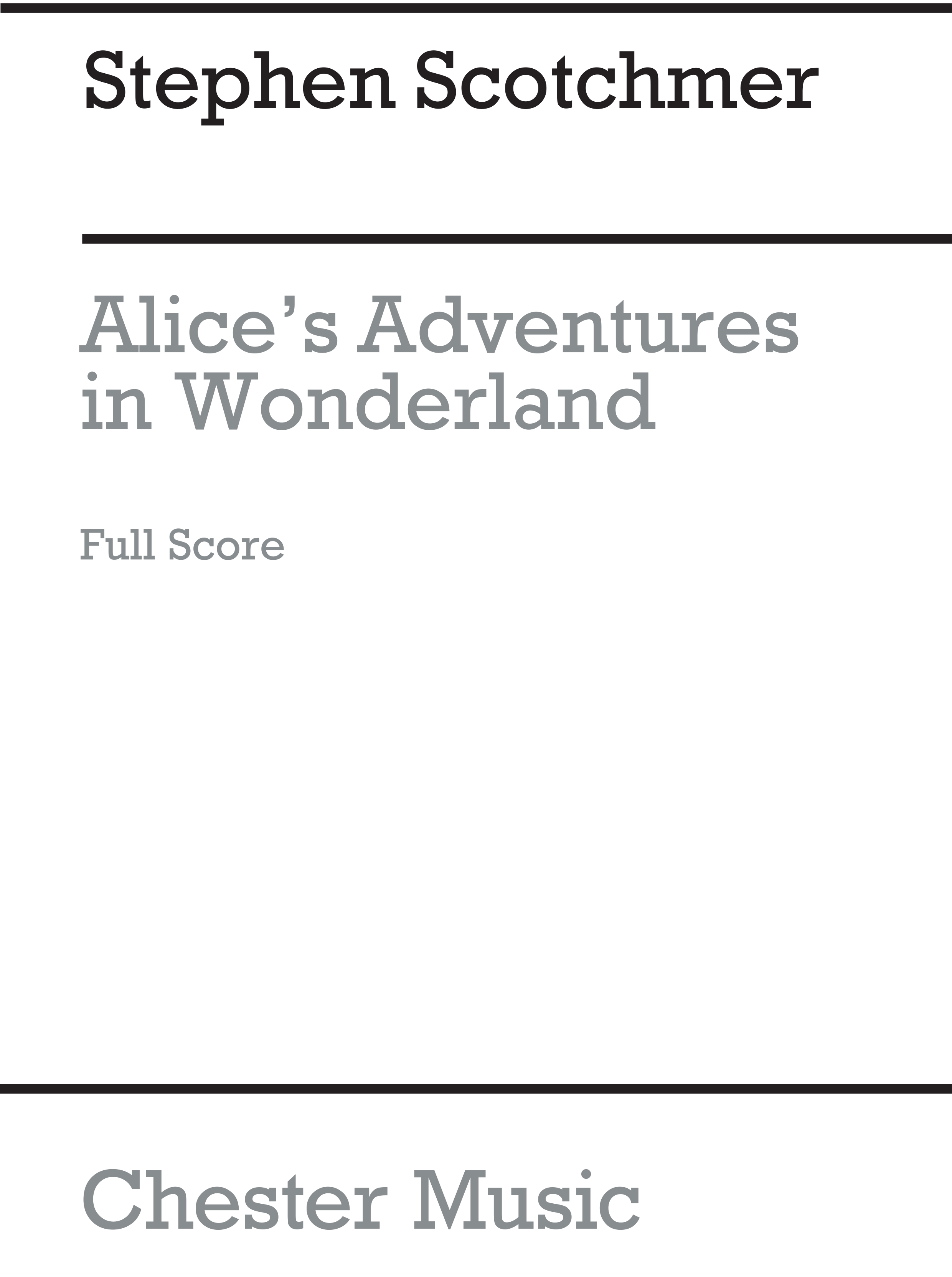 Alice's Adventures In Wonderland Score: Opera: Score
