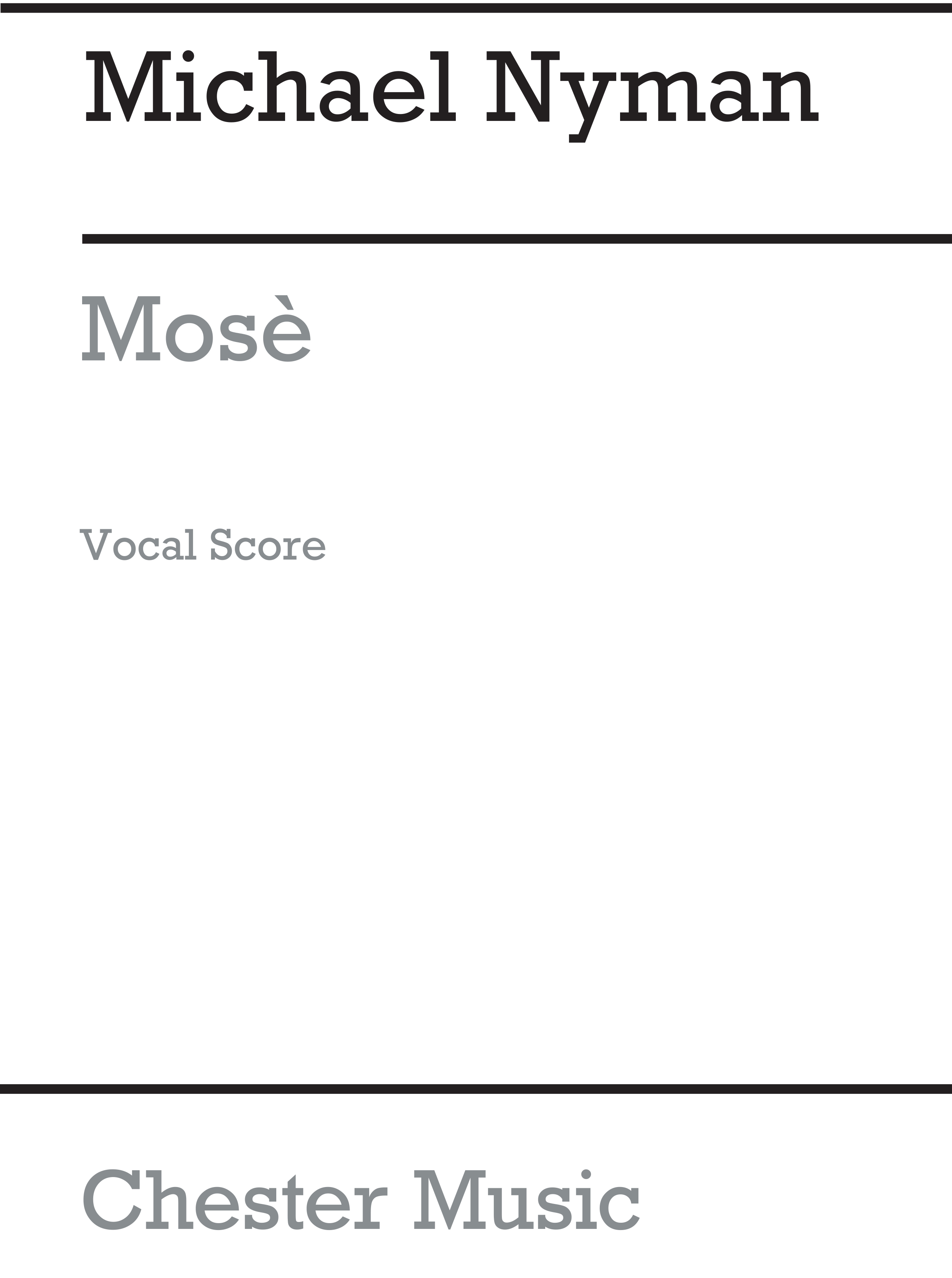Michael Nyman: Mose: Double Choir: Vocal Score