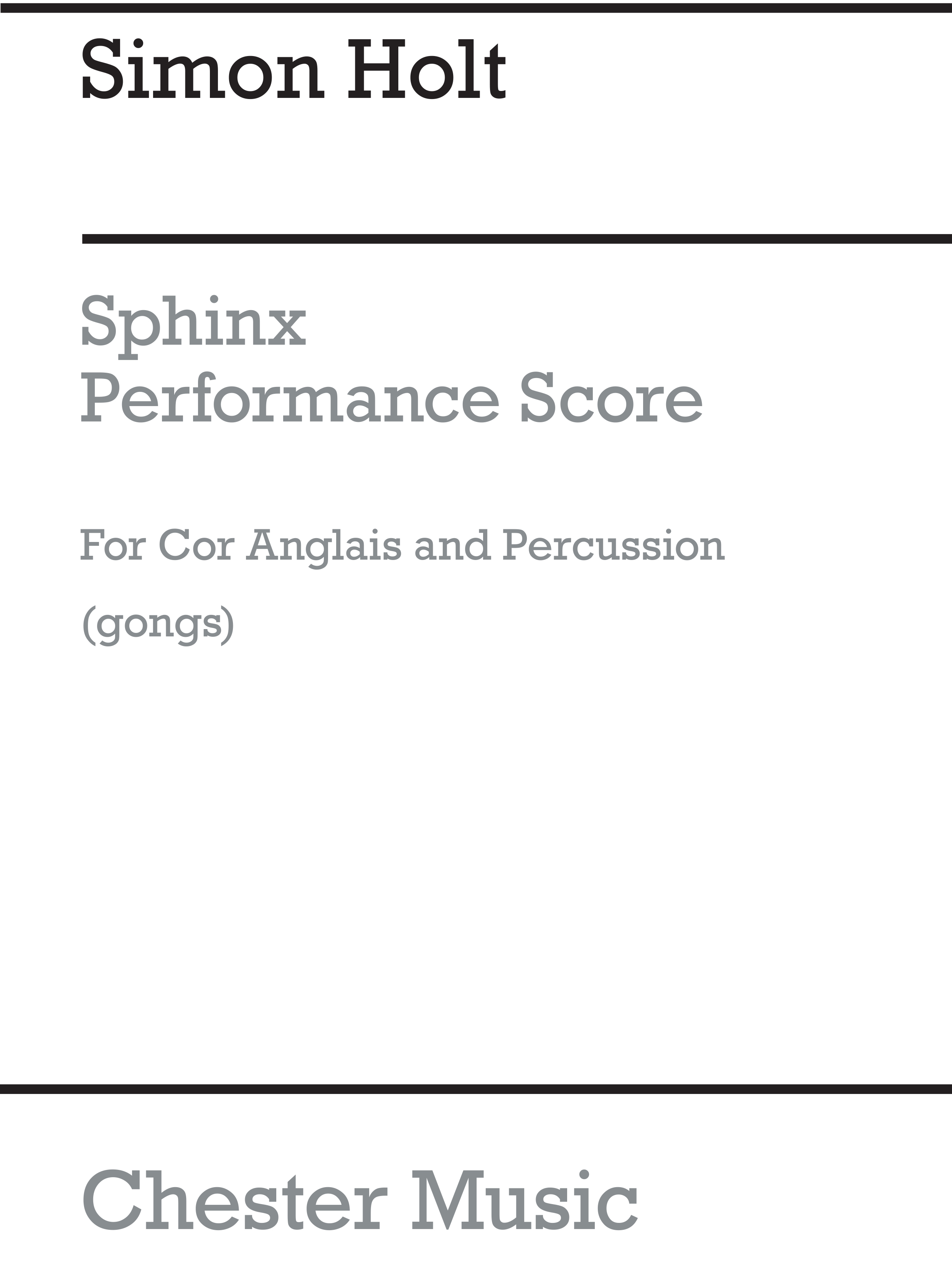 Simon Holt: Sphinx for Cor Anglais and Gongs: Cor Anglais: Score