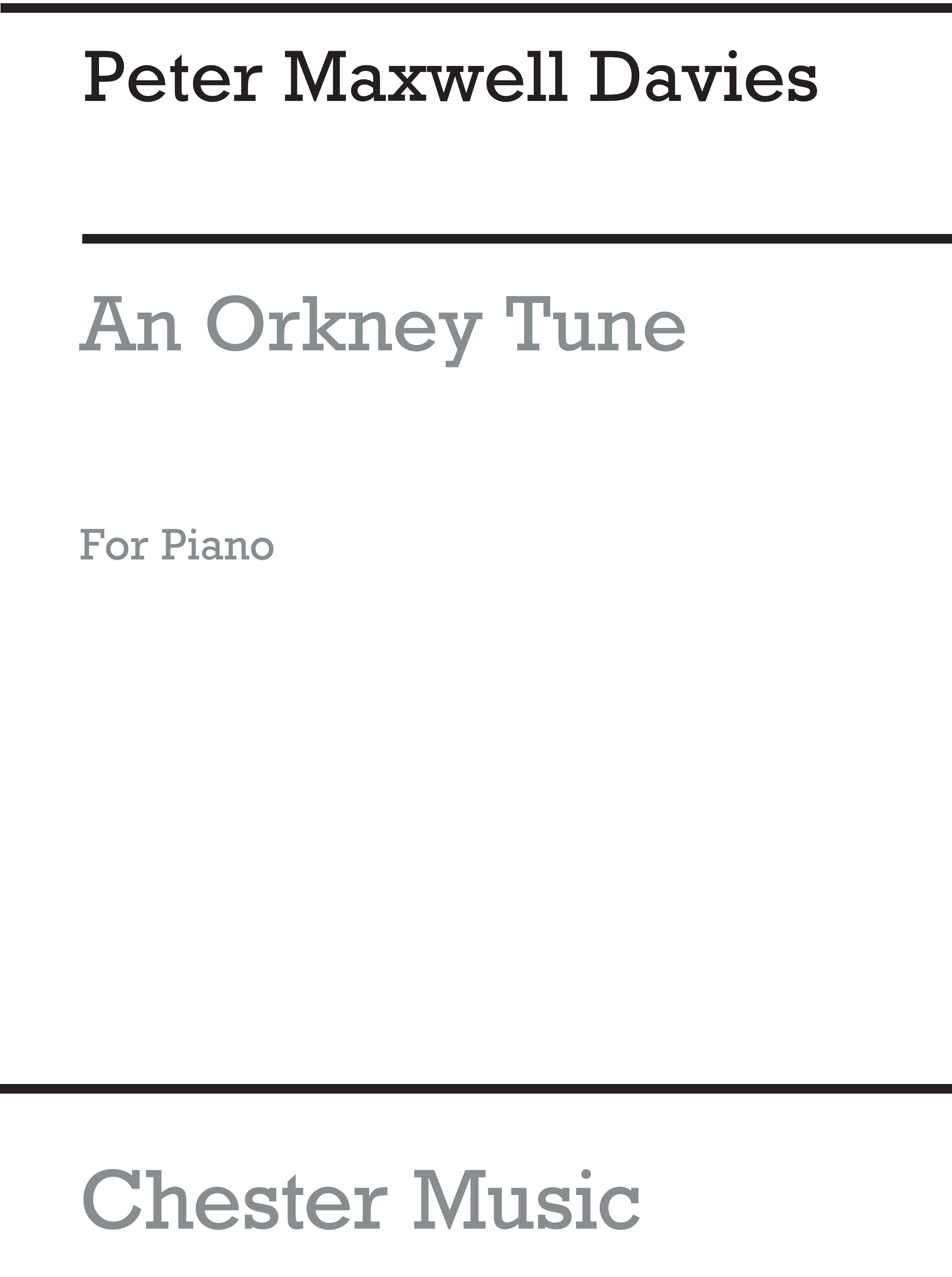 Peter Maxwell Davies: An Orkney Tune (Piano Solo): Piano: Score