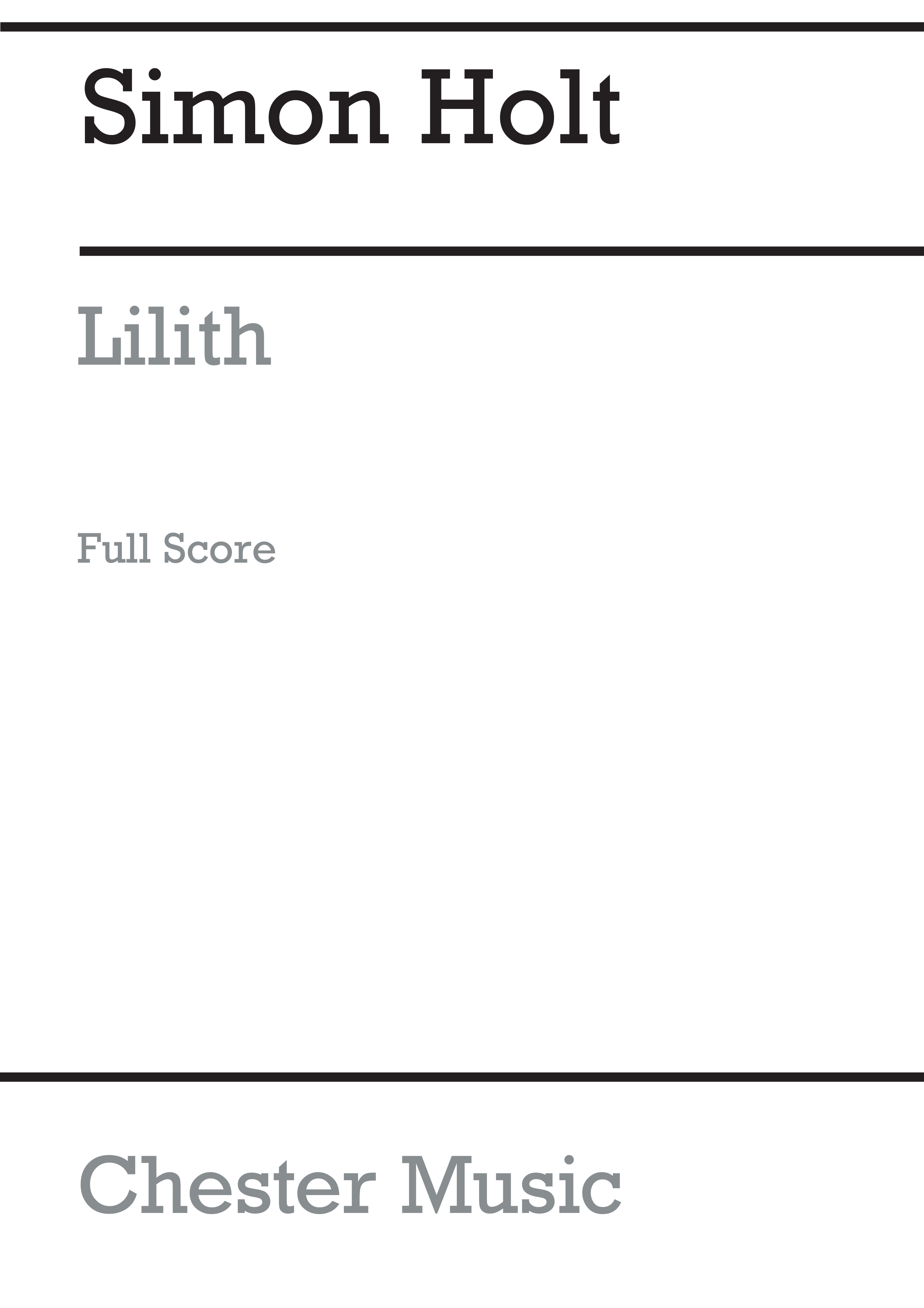 Simon Holt: Lilith (Full Score): Orchestra: Score
