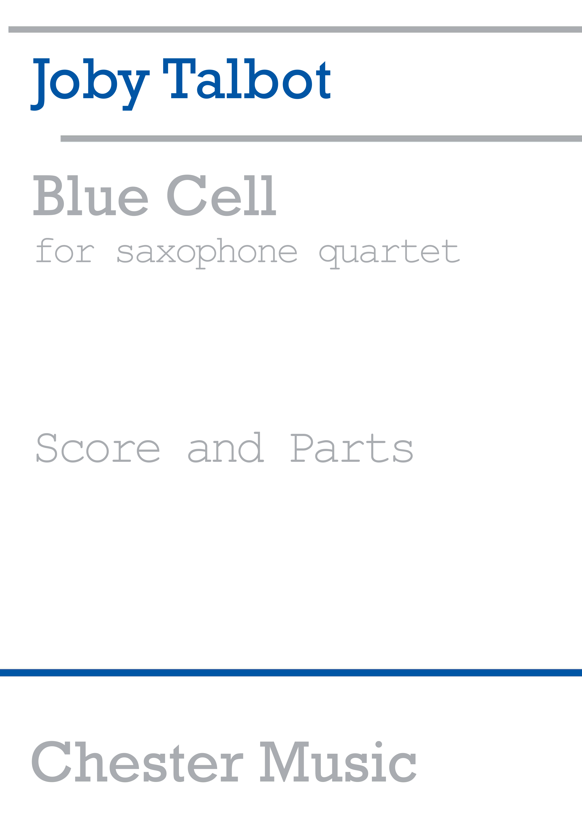 Joby Talbot: Blue Cell: Wind Ensemble: Score and Parts