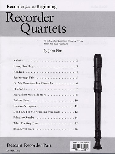 John Pitts: Recorder Quartets: Descant Recorder Part: Descant Recorder:
