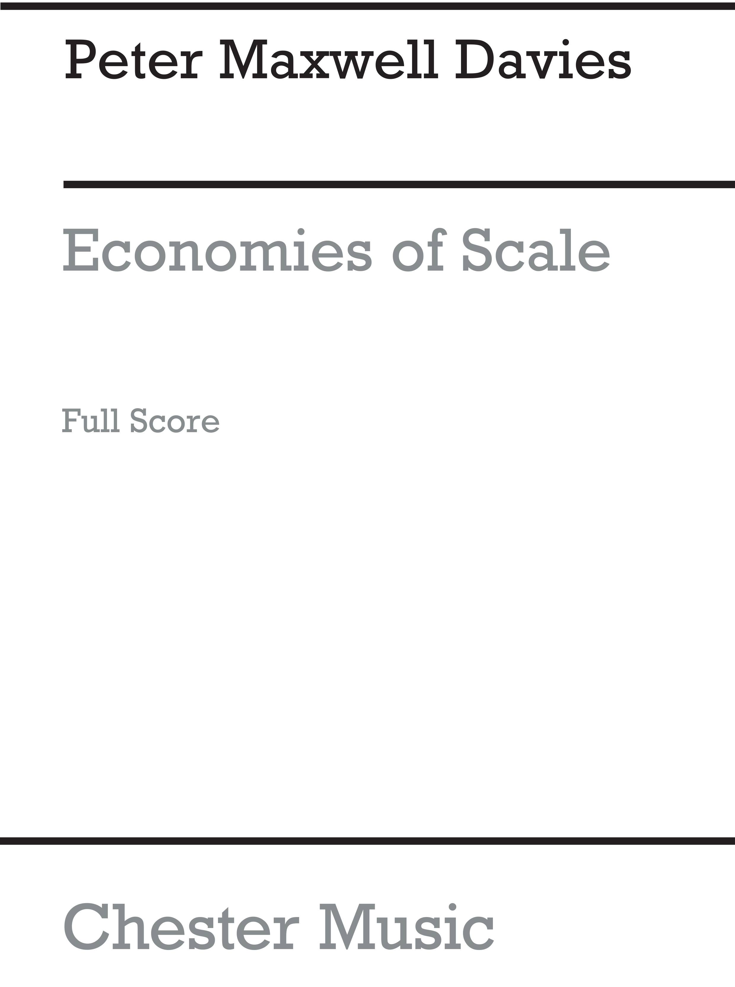 Peter Maxwell Davies: Economies Of Scale: Chamber Ensemble: Score