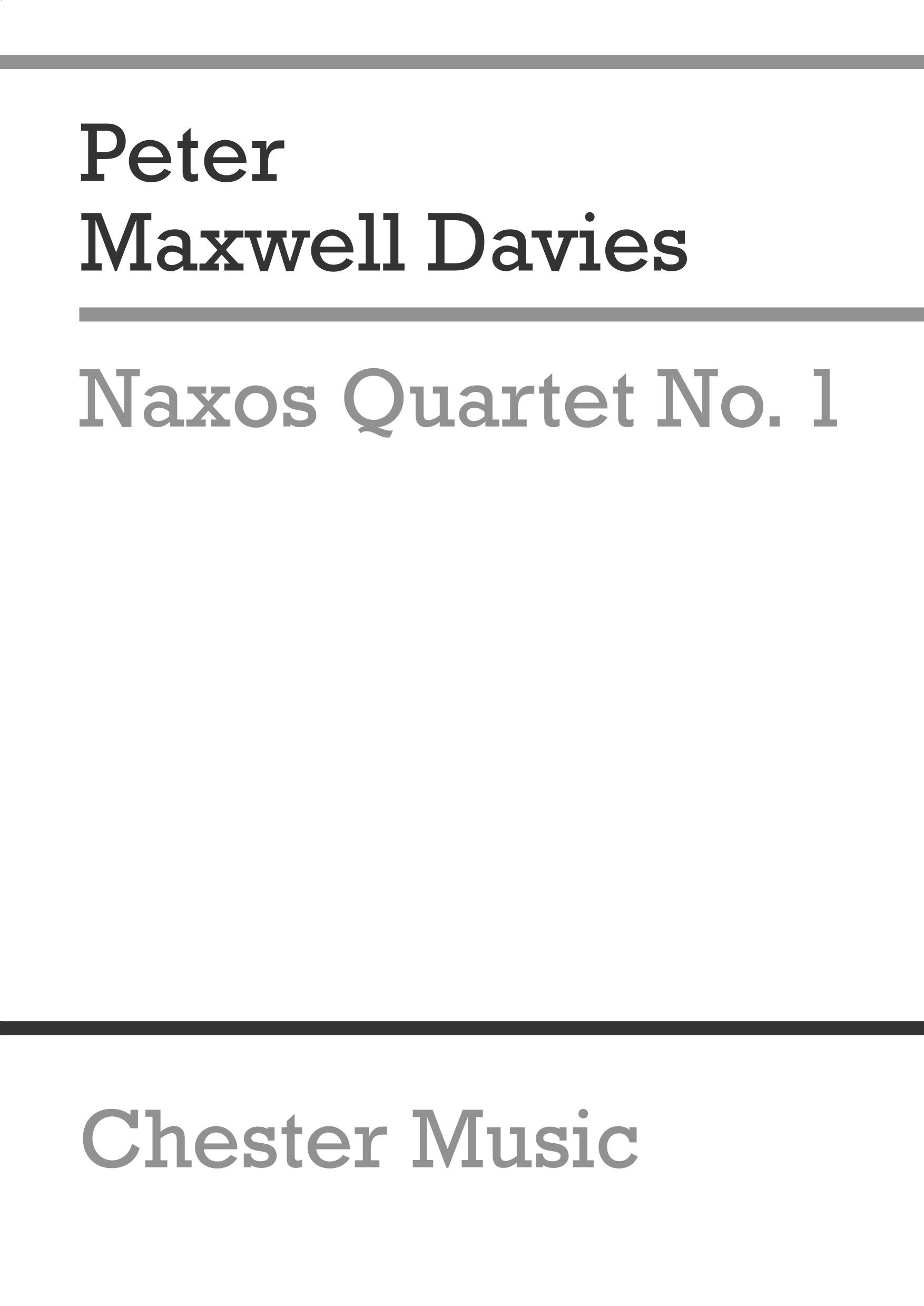 Peter Maxwell Davies: Naxos Quartet No.1: String Quartet: Score