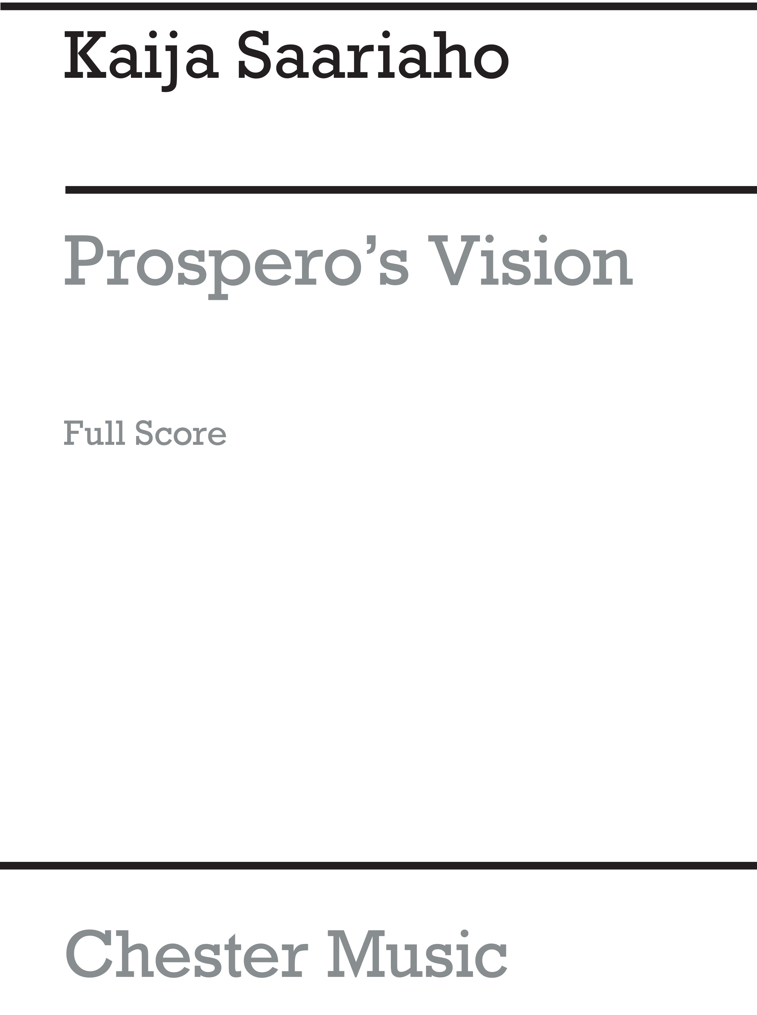 Kaija Saariaho: Prospero's Vision: Baritone Voice: Score