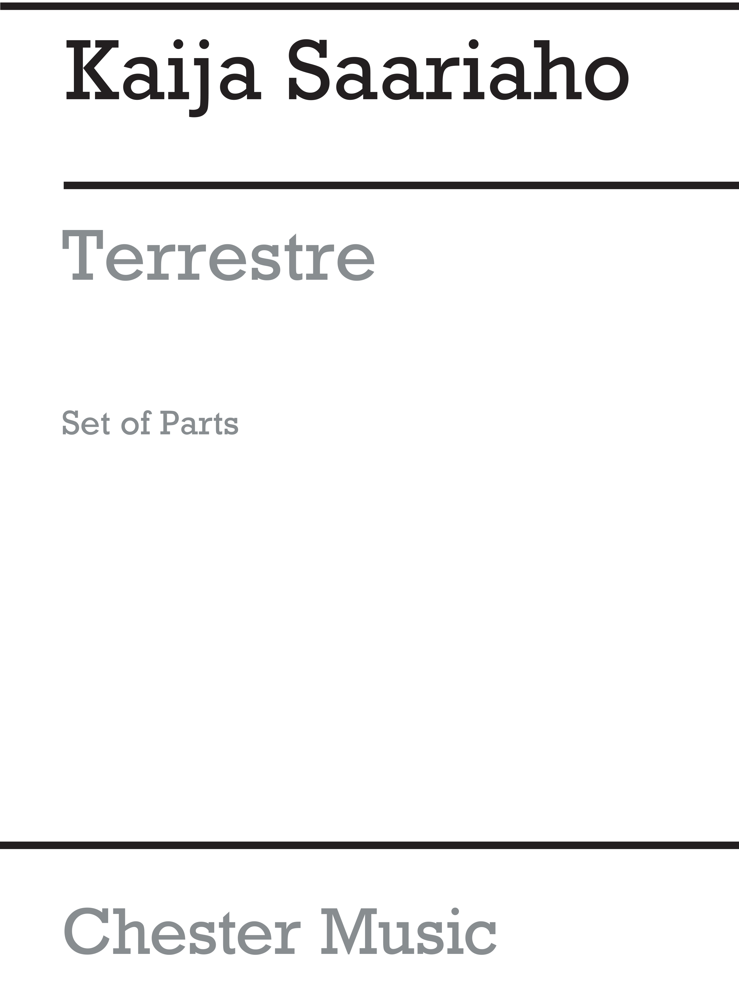 Kaija Saariaho: Terrestre (Parts): Chamber Ensemble: Parts