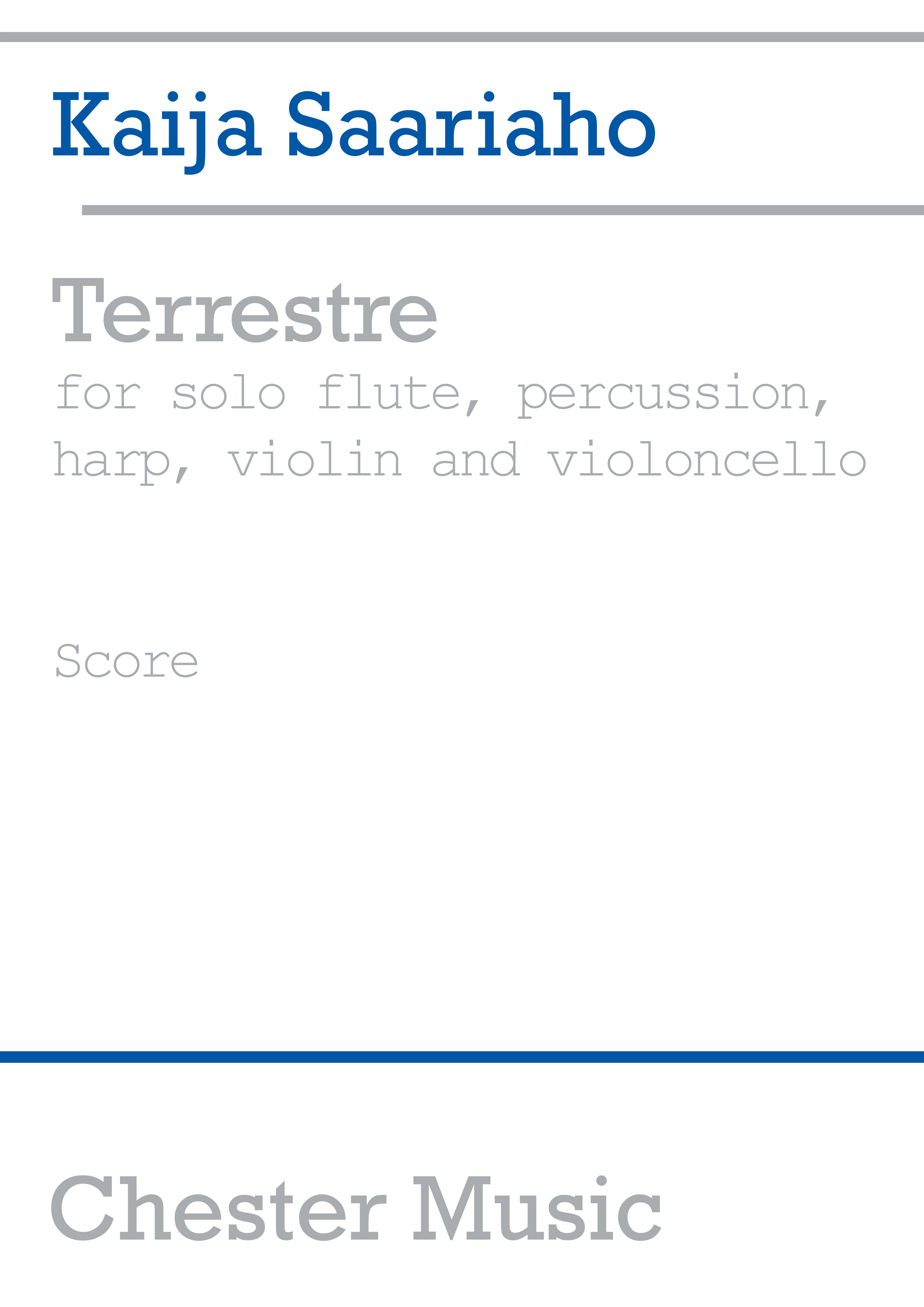 Kaija Saariaho: Terrestre: Chamber Ensemble: Score