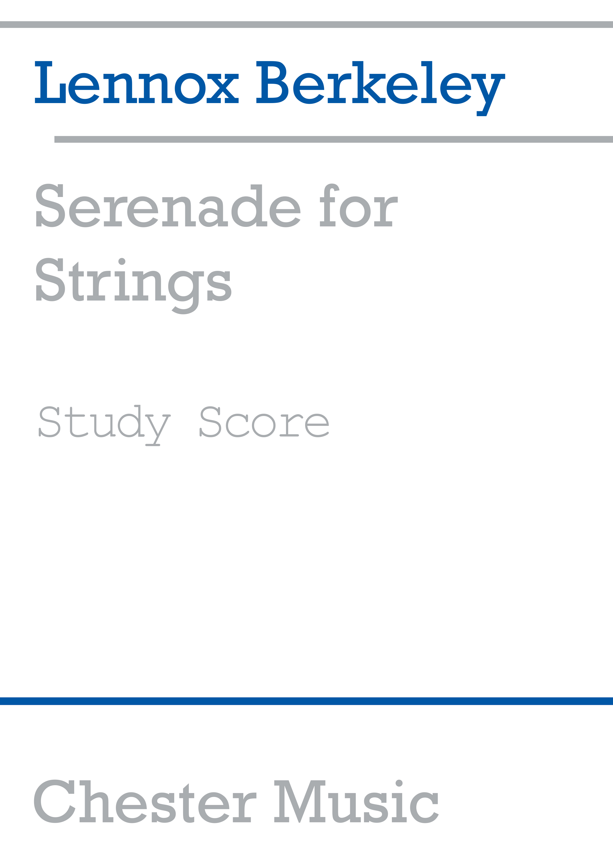 Lennox Berkeley: Serenade For Strings Op.12: String Orchestra: Score