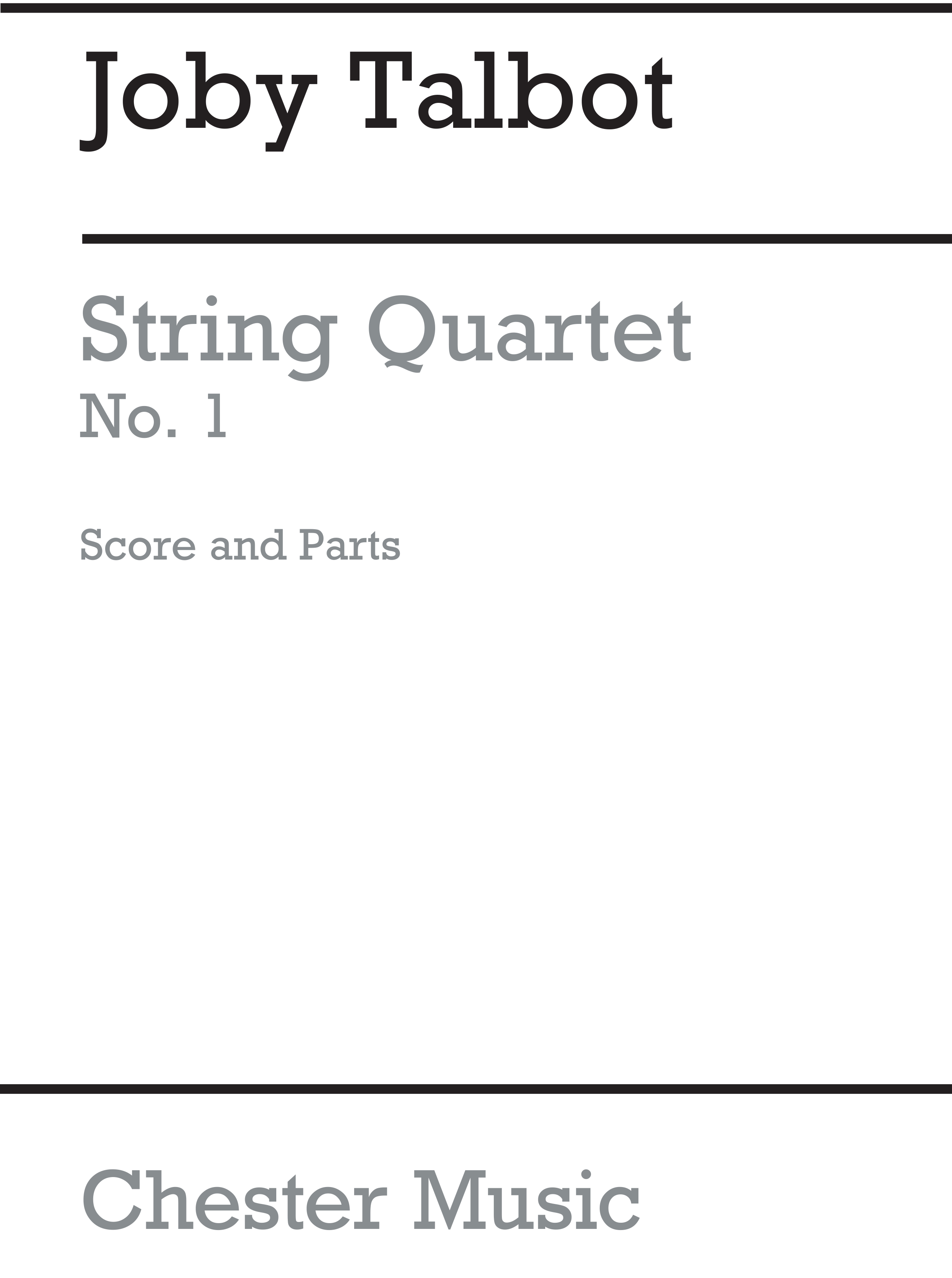 Joby Talbot: String Quartet No.1: String Quartet: Score and Parts