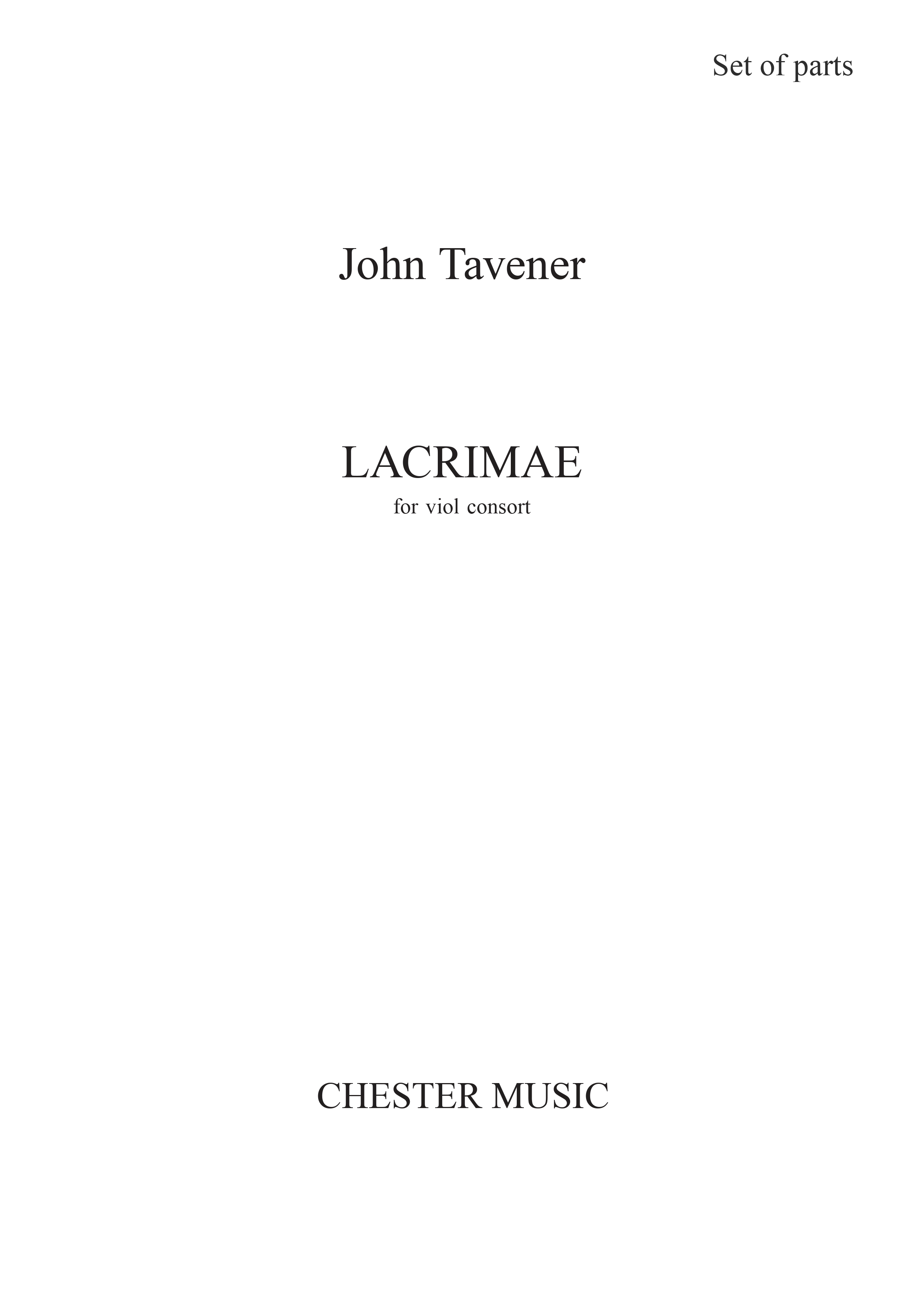 John Tavener: Lacrimae (Parts): String Ensemble: Parts