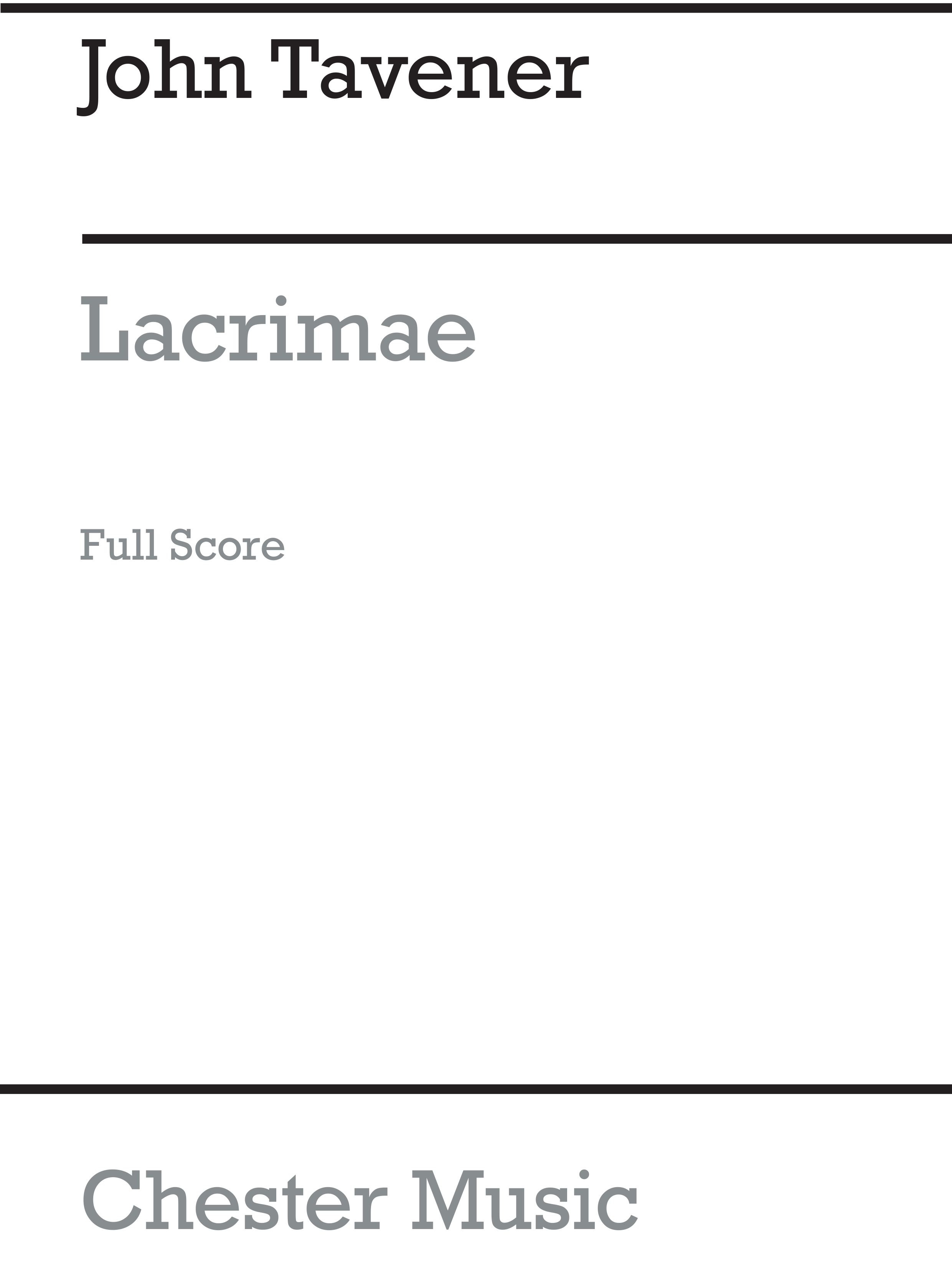 John Tavener: Lacrimae: String Ensemble: Score