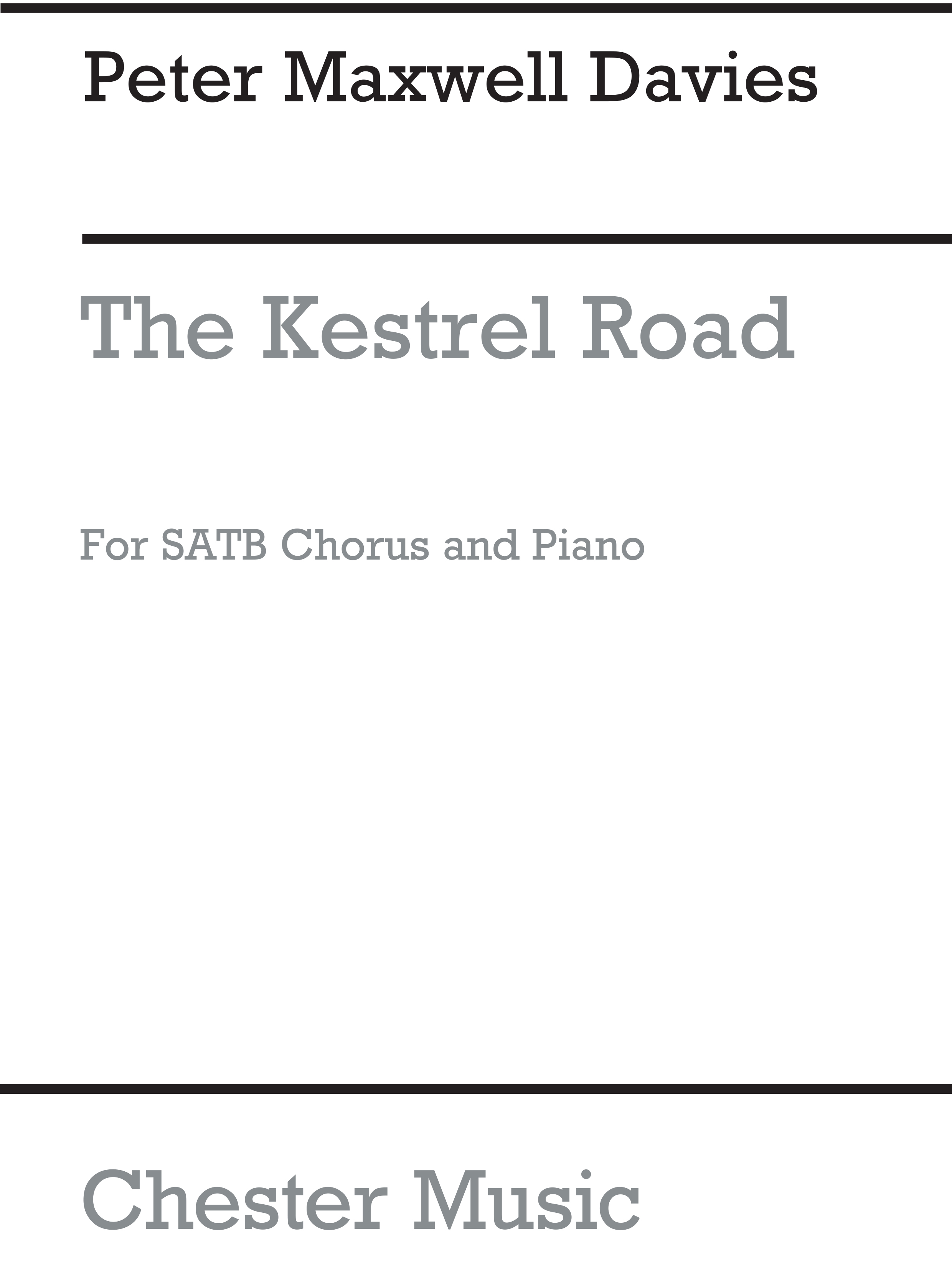 Peter Maxwell Davies: The Kestrel Road: SATB: Vocal Score