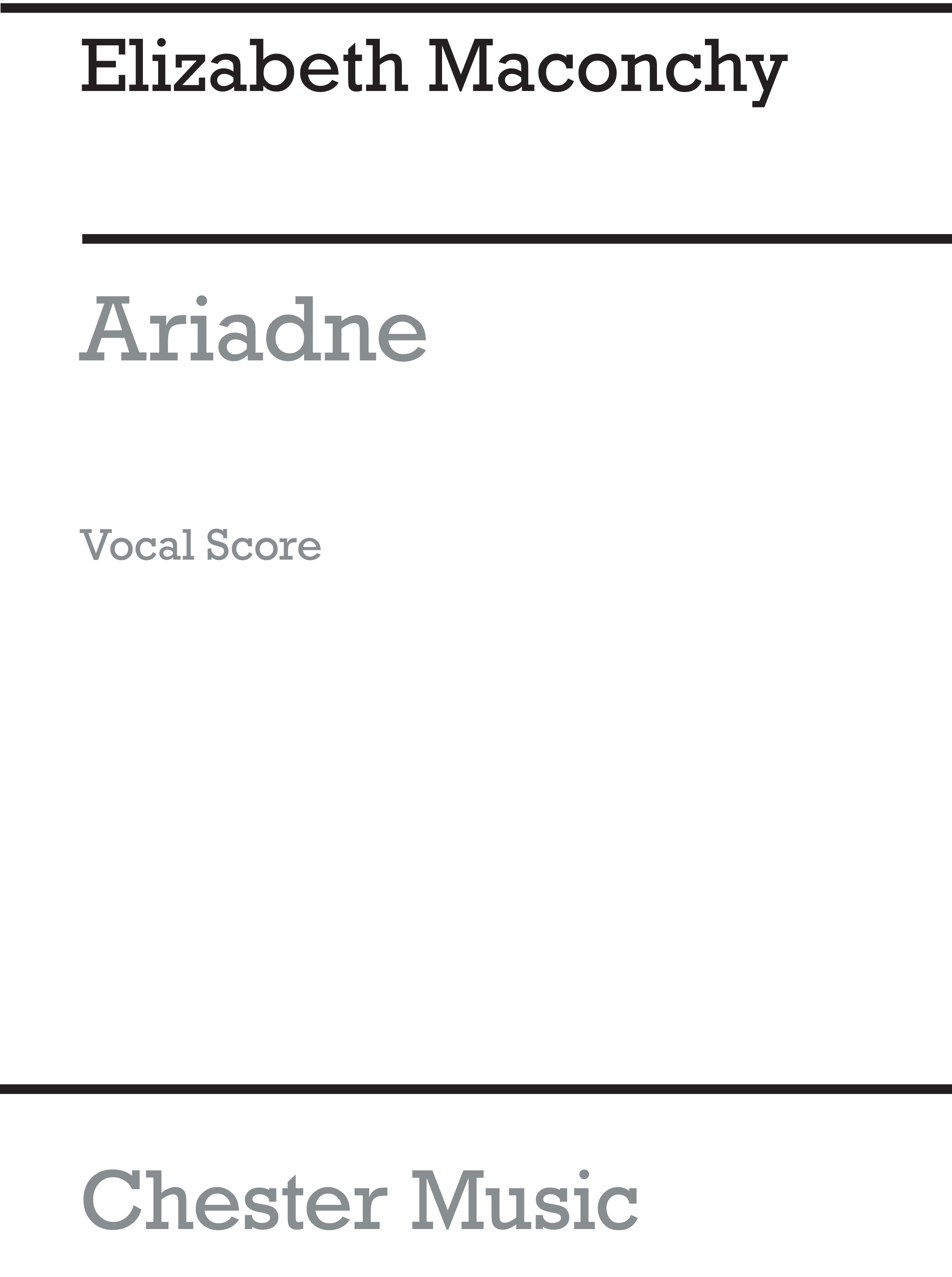 Elizabeth Maconchy: Ariadne: Soprano: Vocal Score