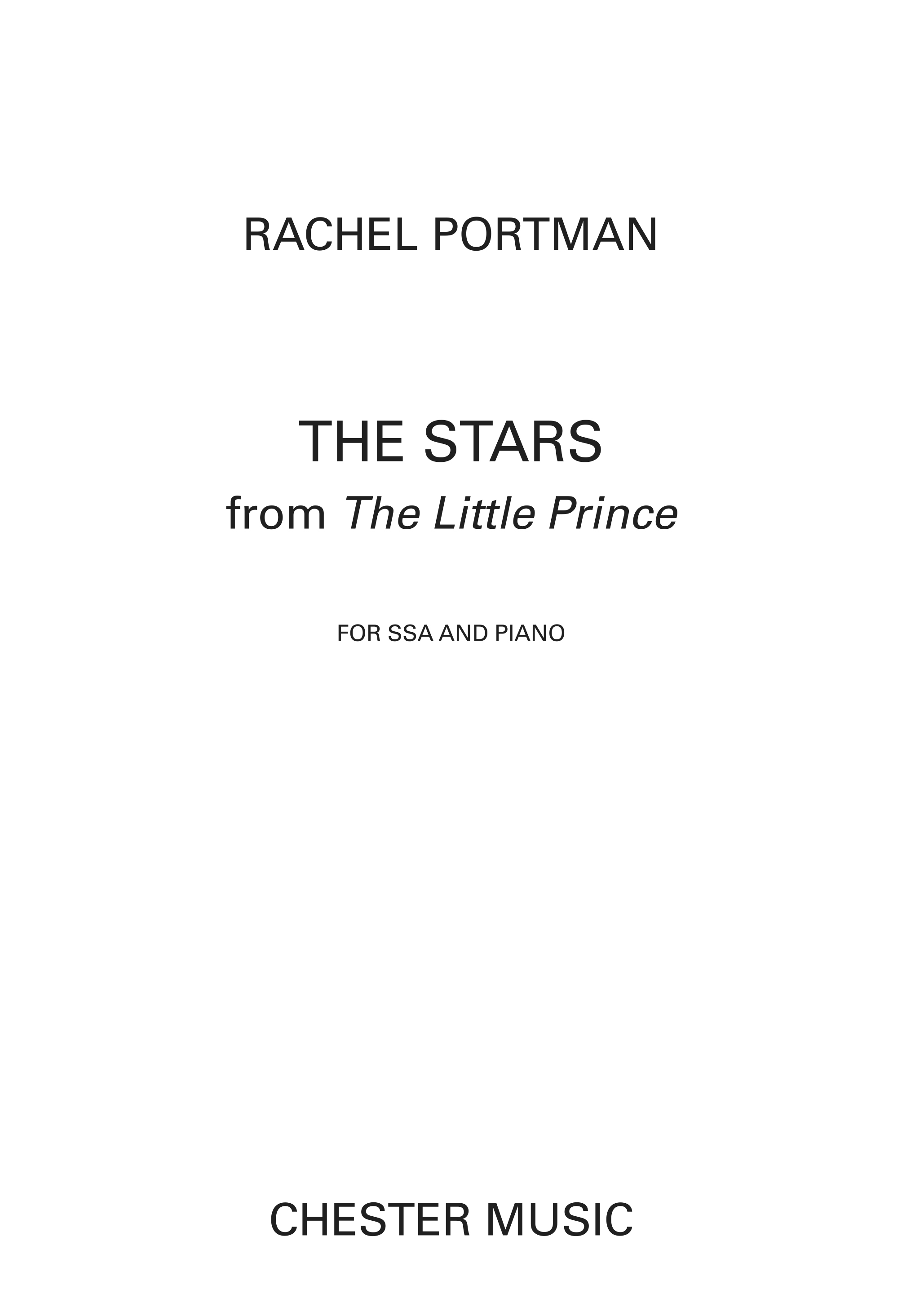 Rachel Portman: The Stars (The Little Prince): SSA: Vocal Score