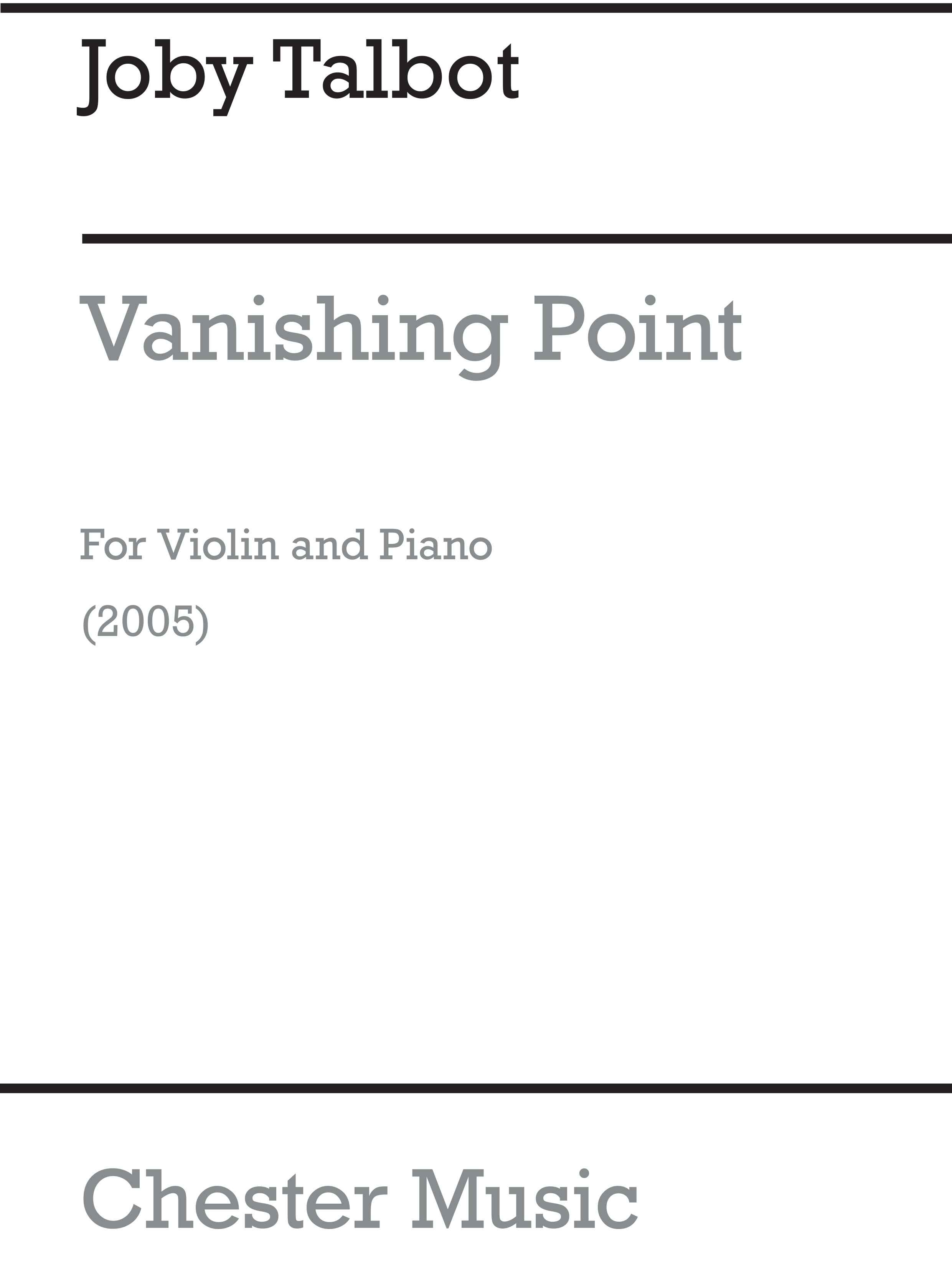 Joby Talbot: Vanishing Point (Violin/Piano): Violin: Instrumental Work