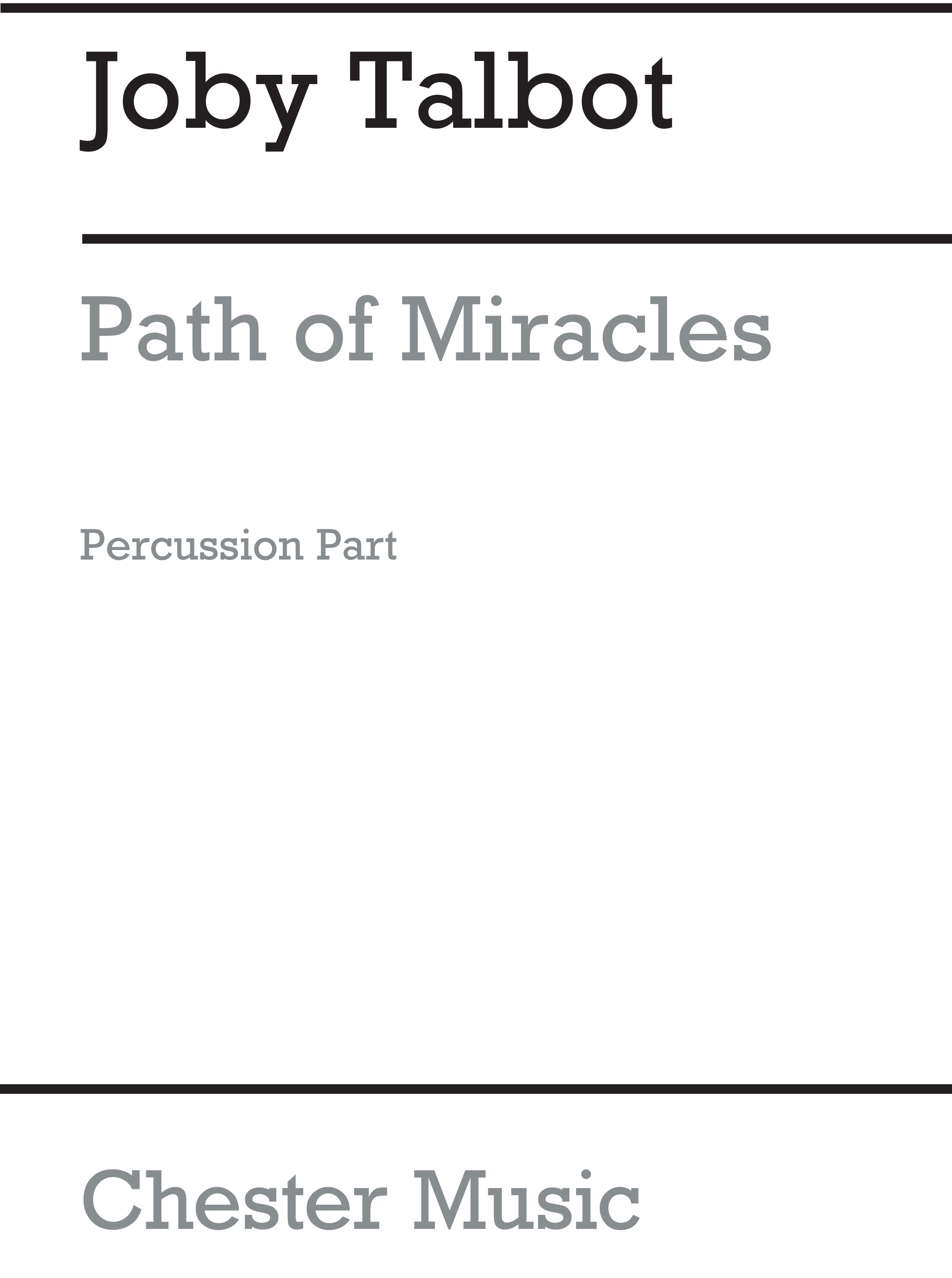 Joby Talbot: Path Of Miracles: Tuned Percussion: Part