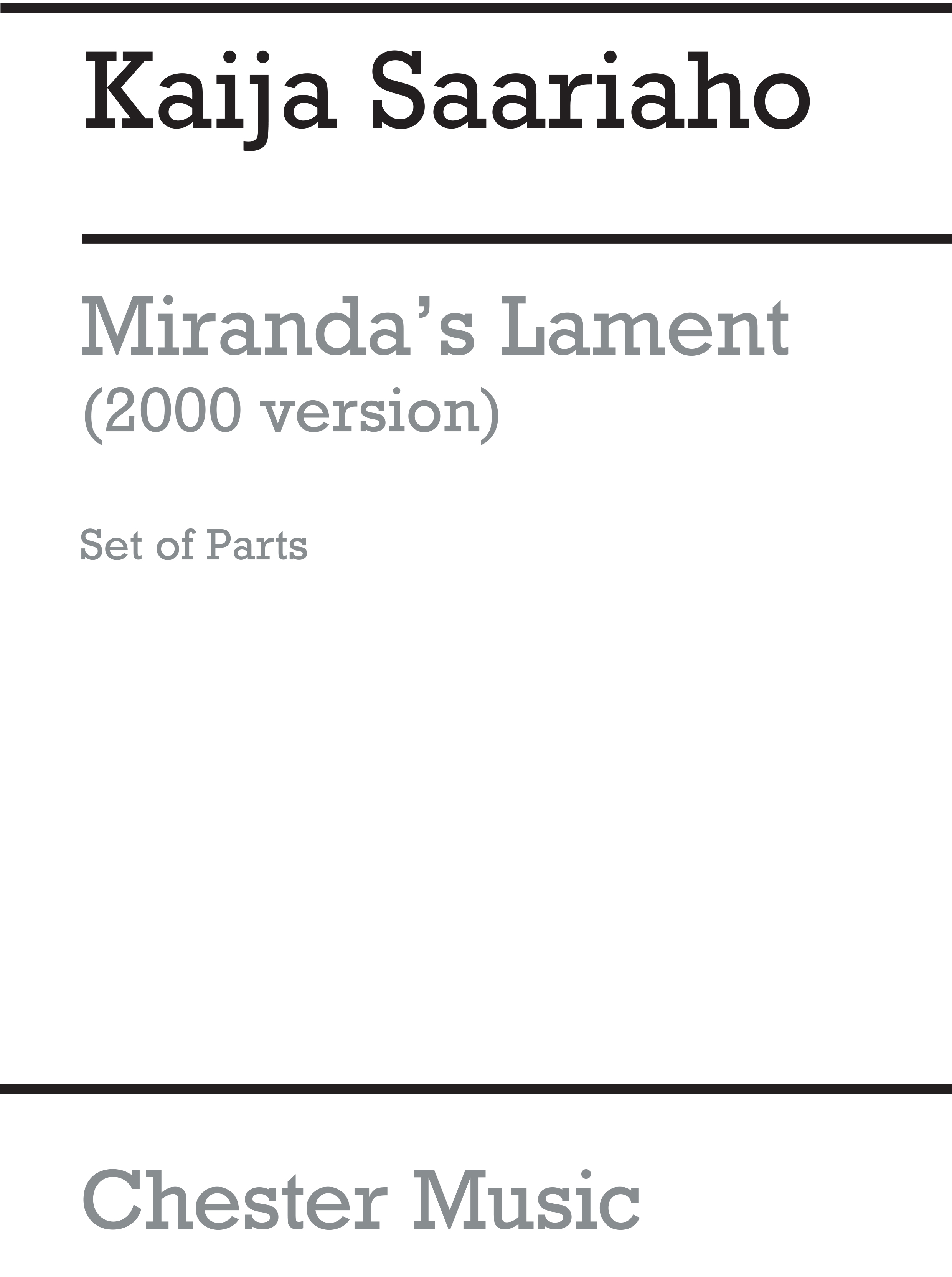 Kaija Saariaho: Miranda's Lament 2000 (Parts): Chamber Ensemble: Parts