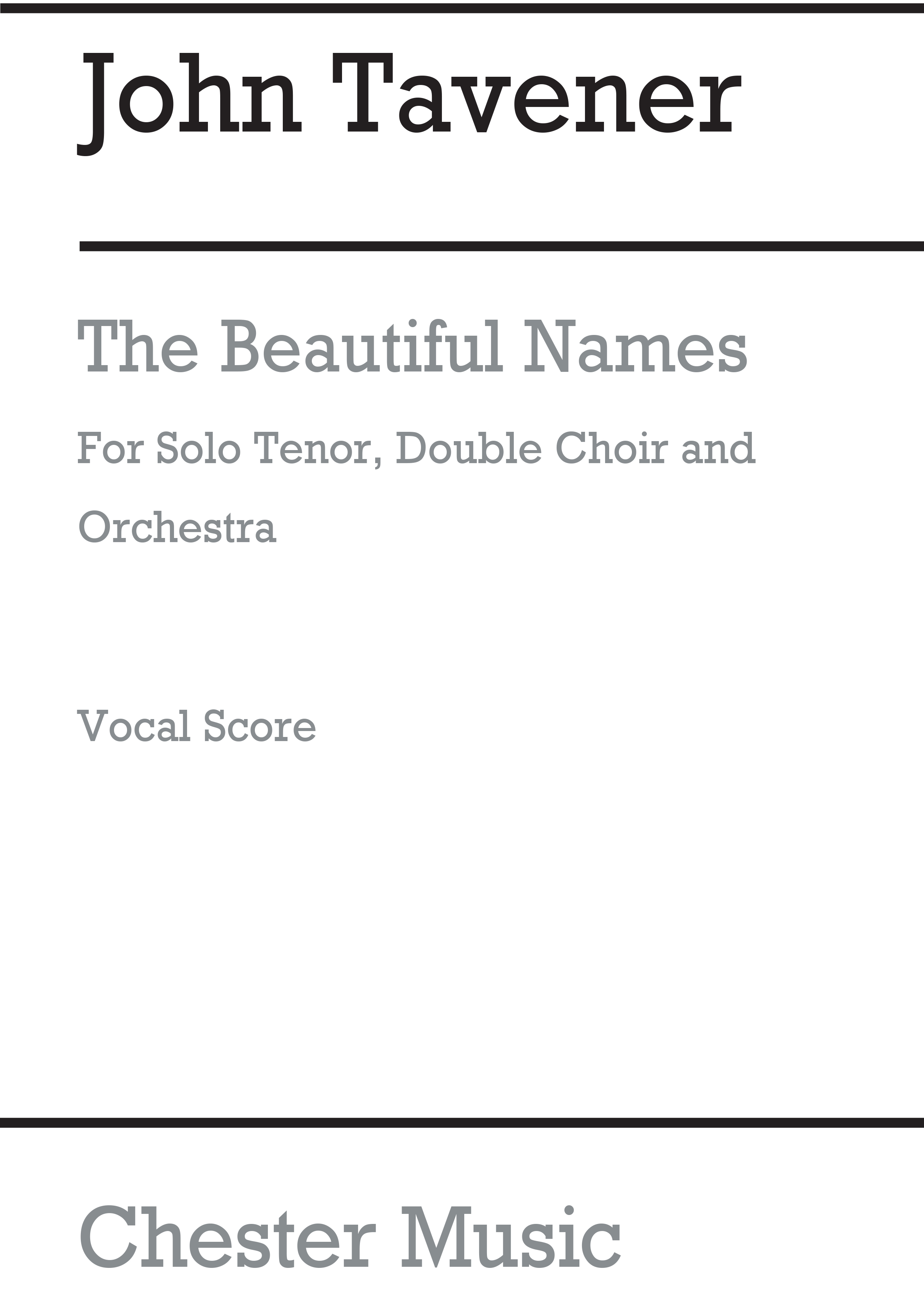 John Tavener: The Beautiful Names: SATB: Vocal Score