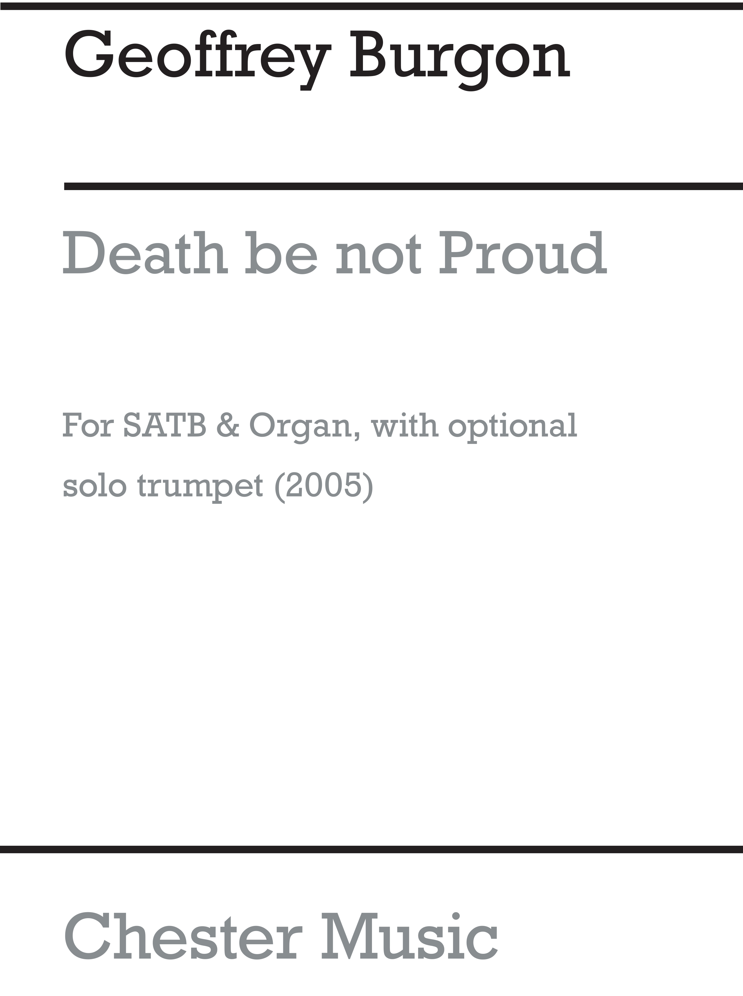 Geoffrey Burgon: Death Be Not Proud (Trumpet Part): SATB: Part