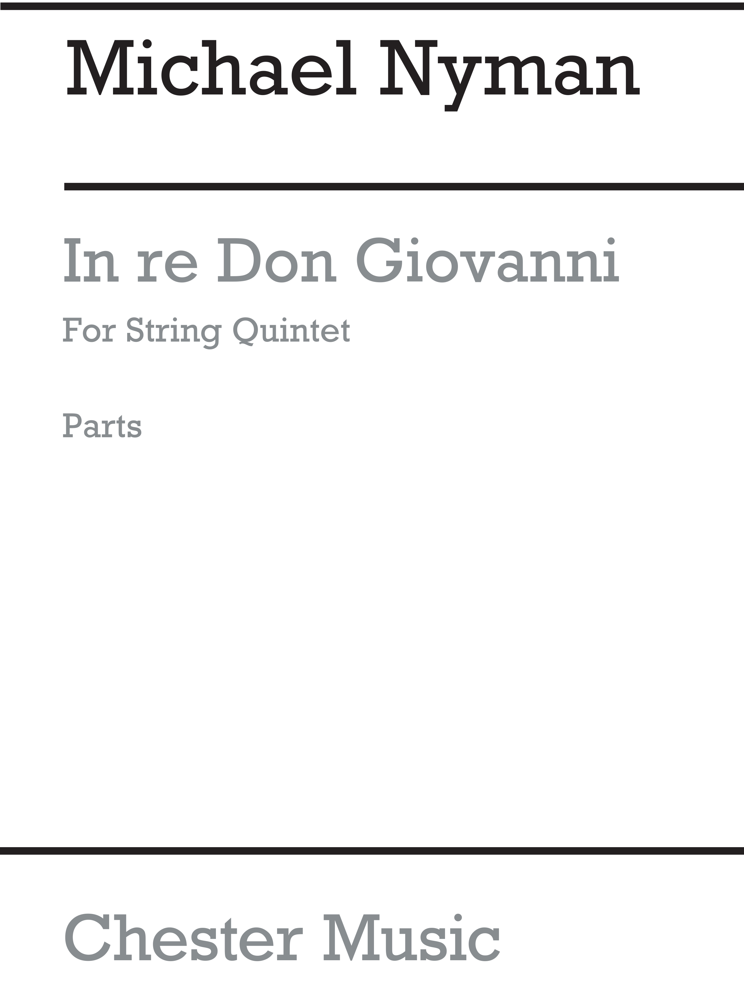 Michael Nyman: In Re Don Giovanni (Parts): String Ensemble: Parts