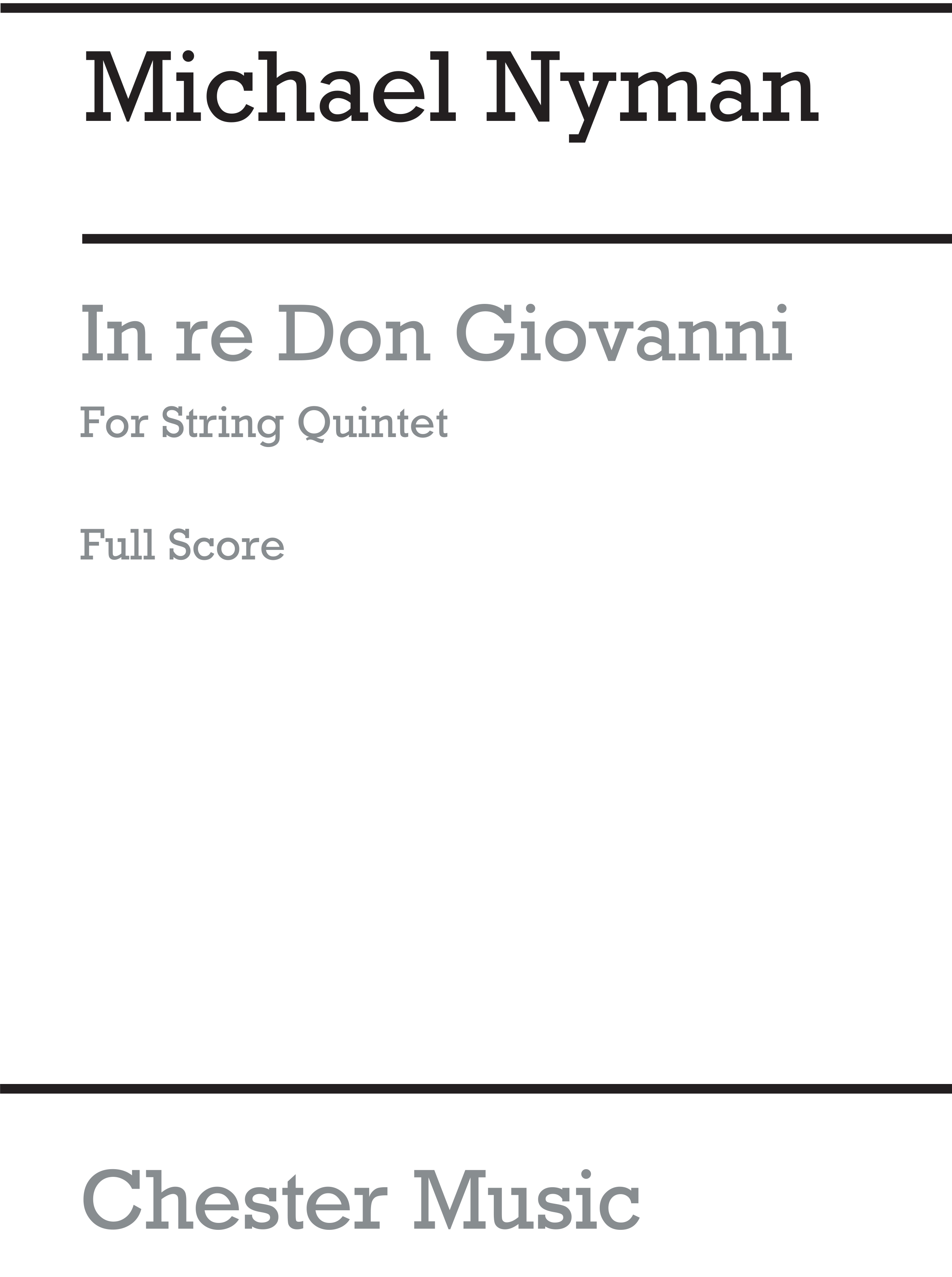 Michael Nyman: In Re Don Giovanni: String Ensemble: Score